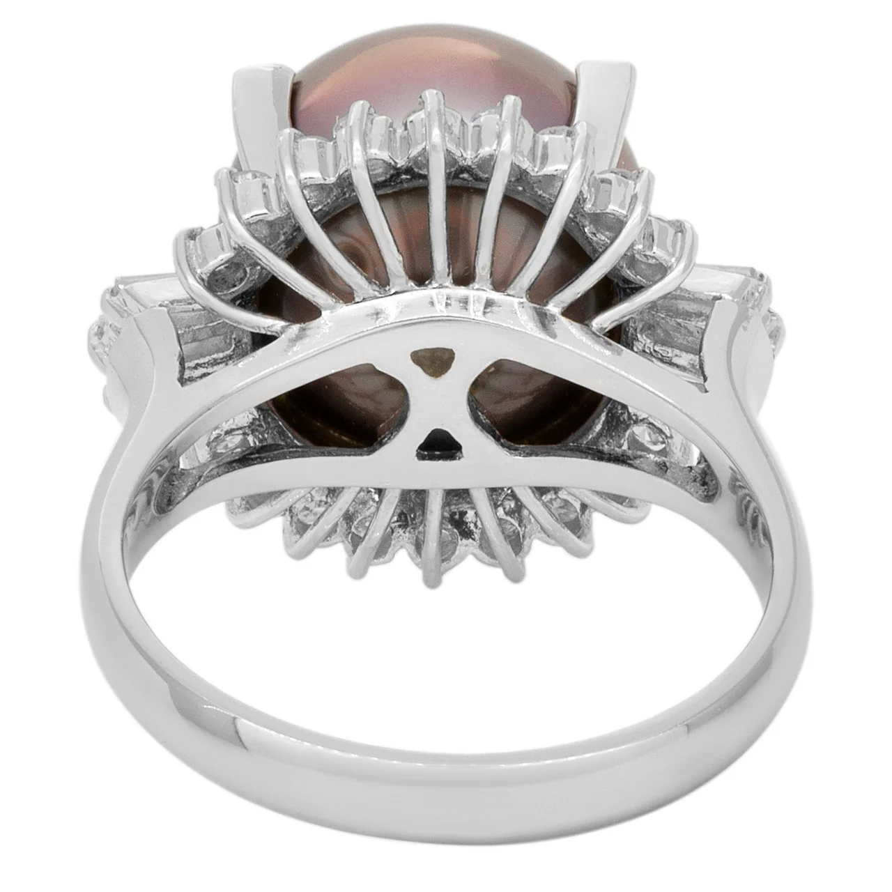 Platinum South Sea Pearl & Diamond Ring - Image 3