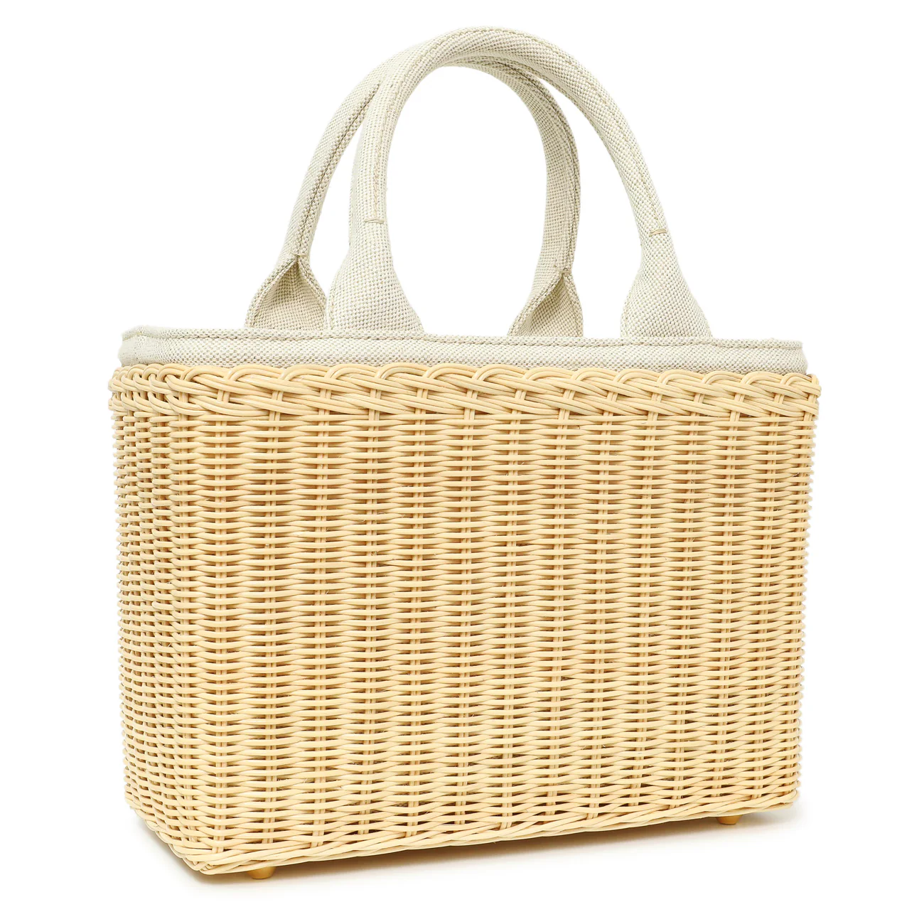 Prada Beige Wicker Linen Medium Tote - Image 2