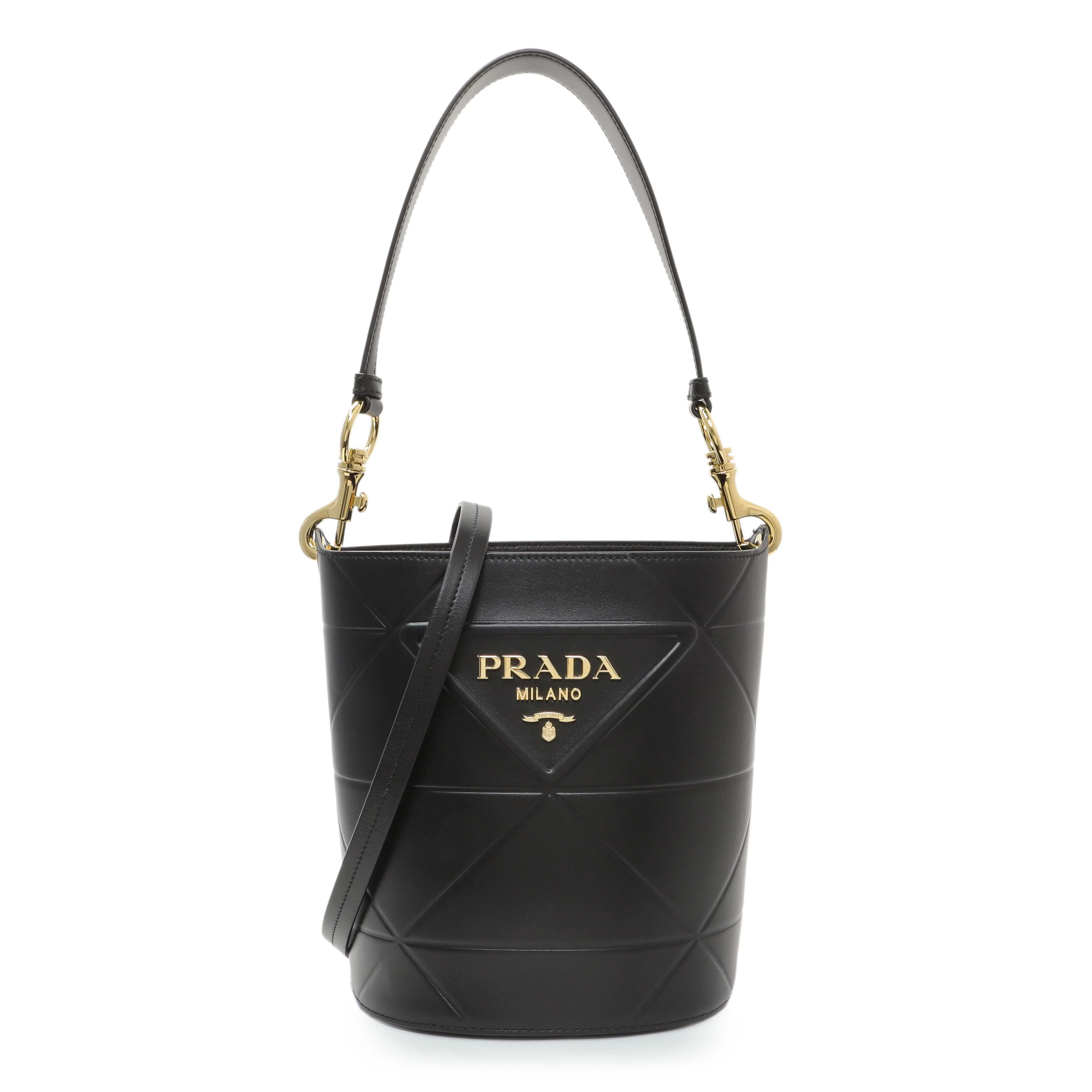 Prada Black Calfskin Symbole Bucket Bag