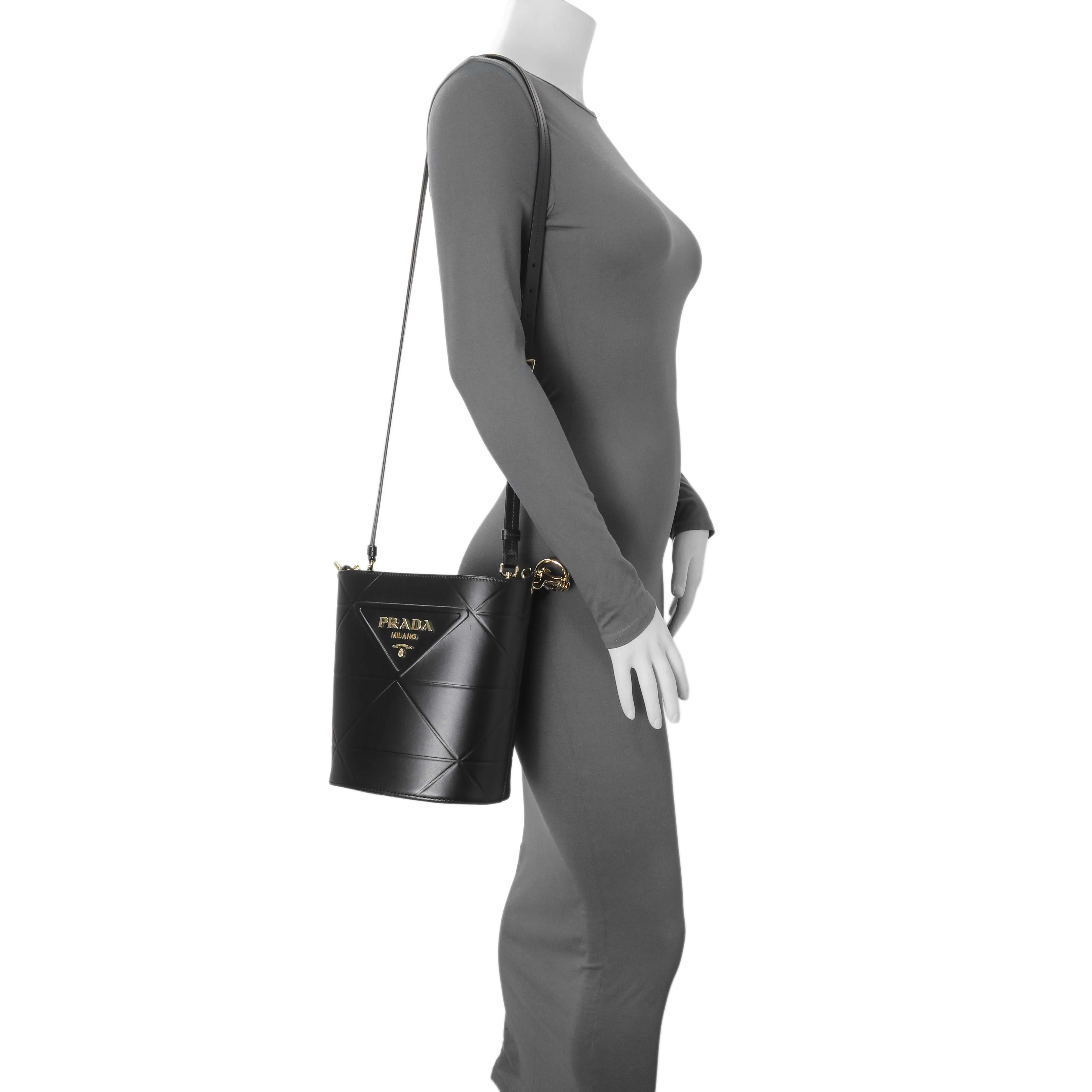 Prada Black Calfskin Symbole Bucket Bag - Image 6