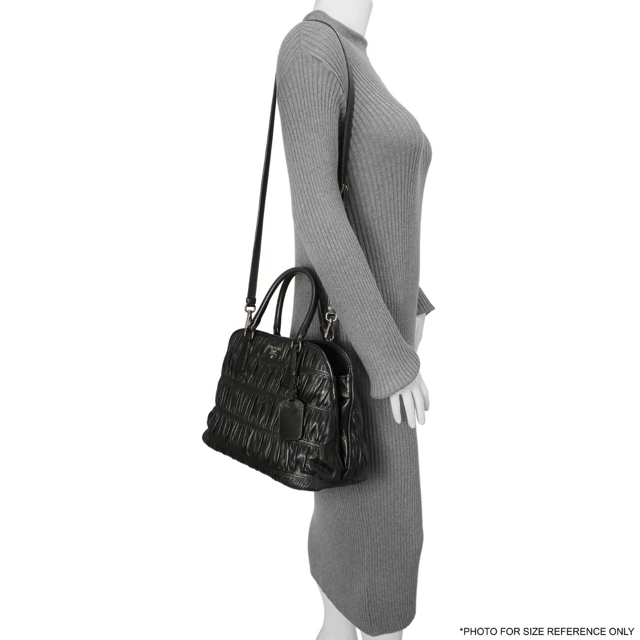 Prada Black Nappa Gaufre Double Handle Tote - Image 12