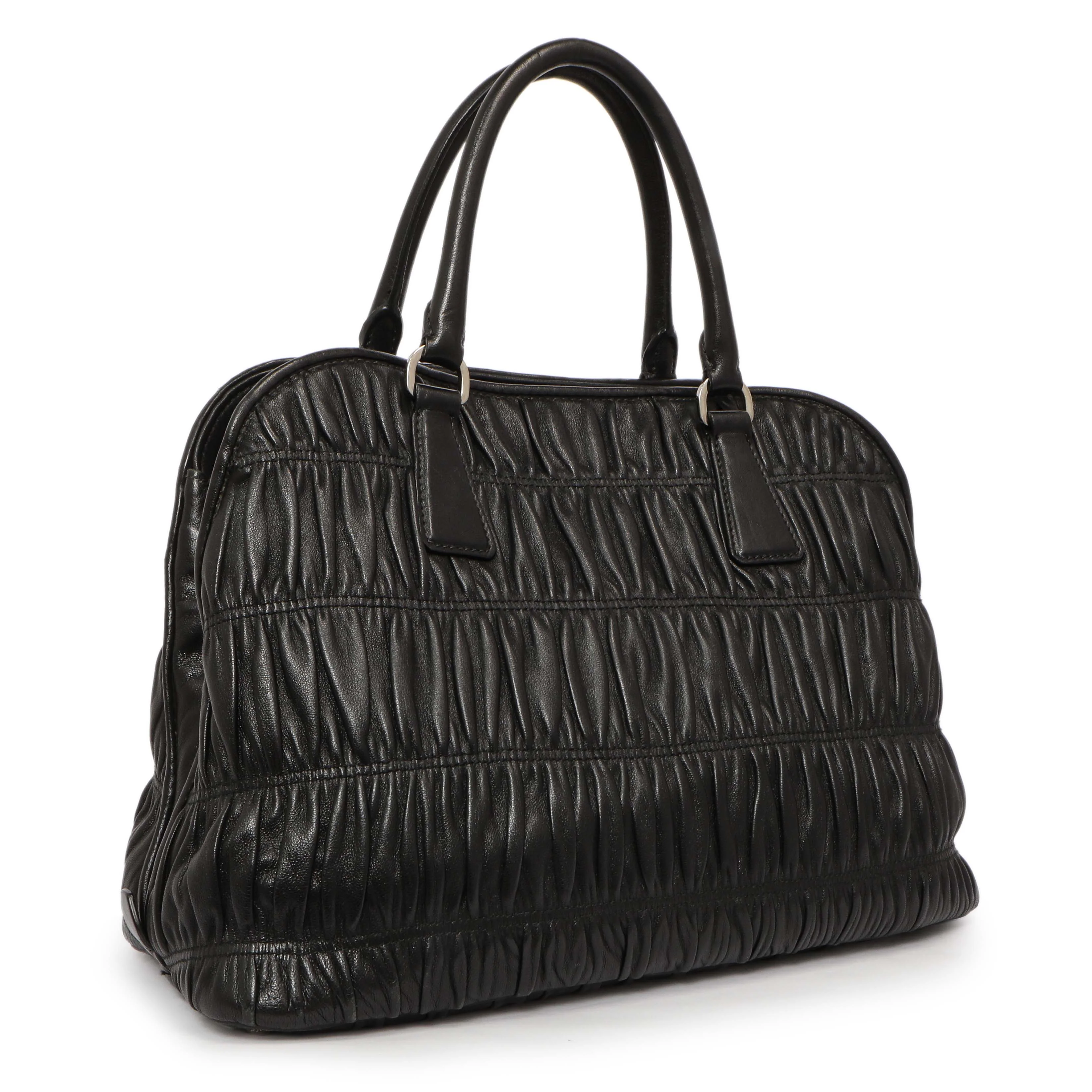 Prada Black Nappa Gaufre Double Handle Tote - Image 2