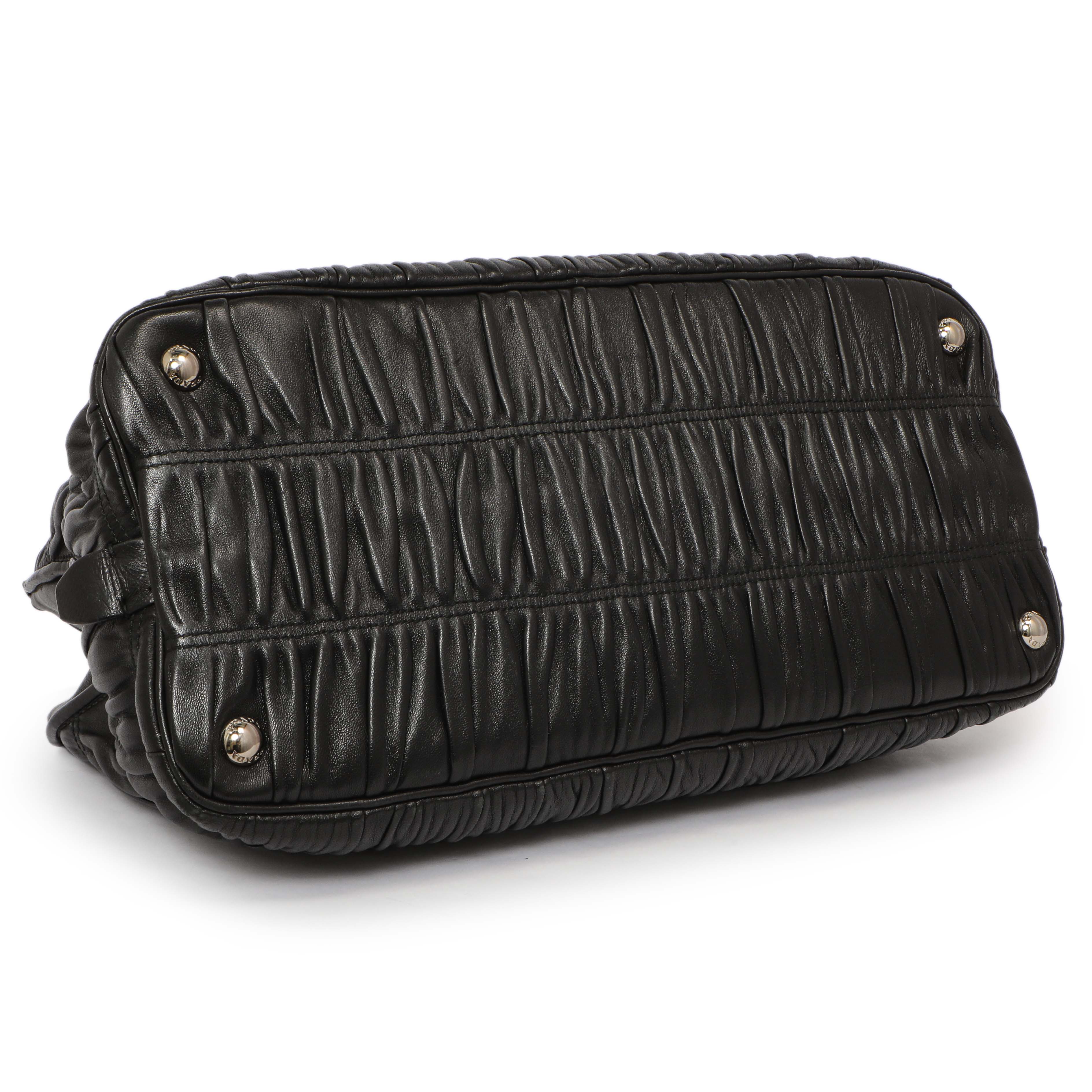 Prada Black Nappa Gaufre Double Handle Tote - Image 3