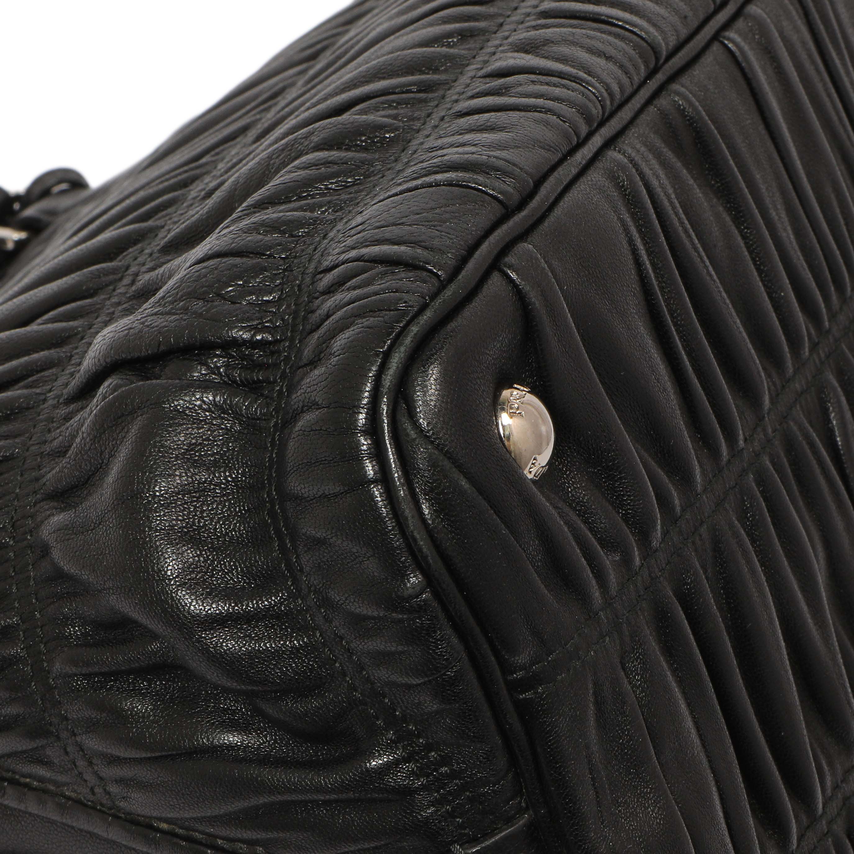 Prada Black Nappa Gaufre Double Handle Tote - Image 4