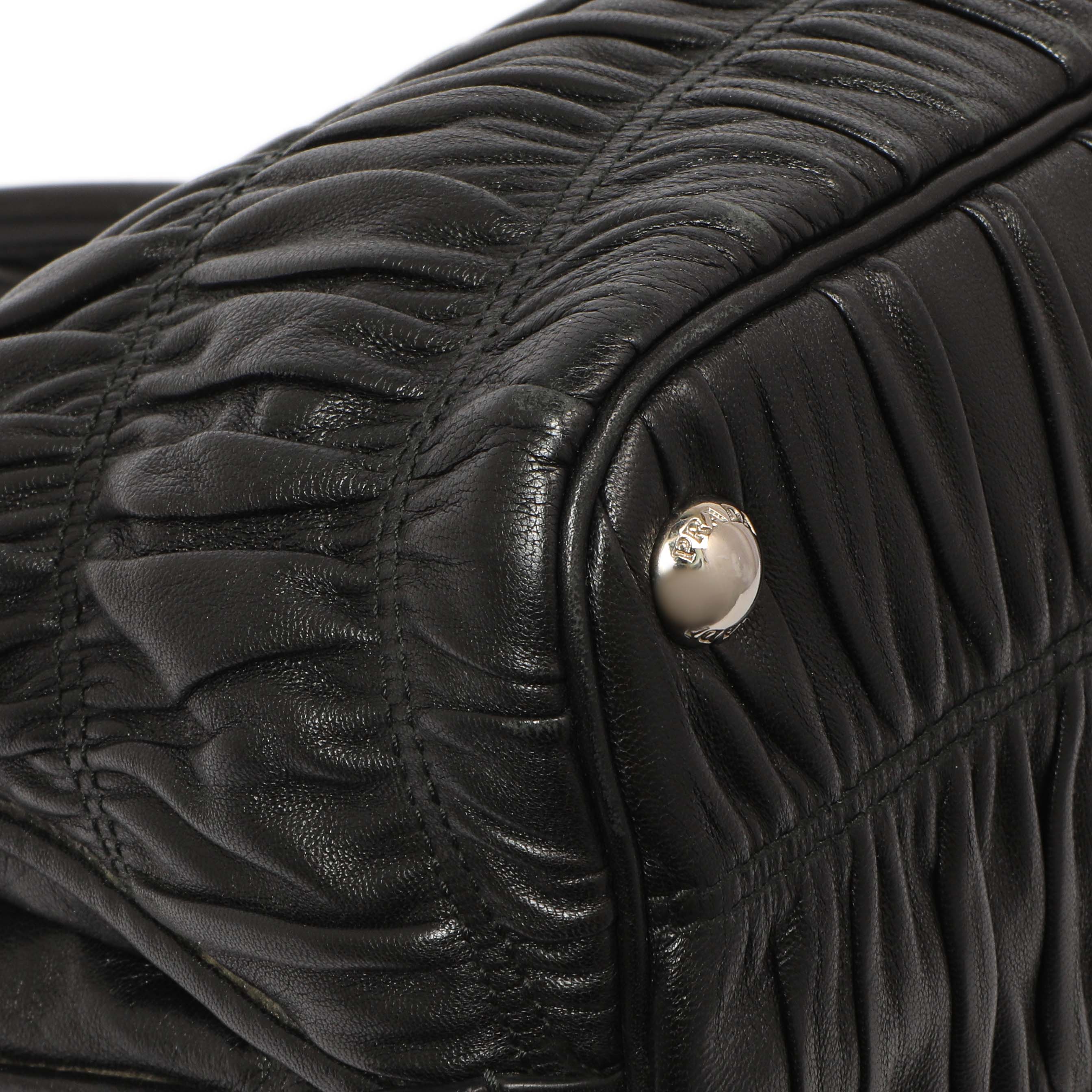Prada Black Nappa Gaufre Double Handle Tote - Image 6