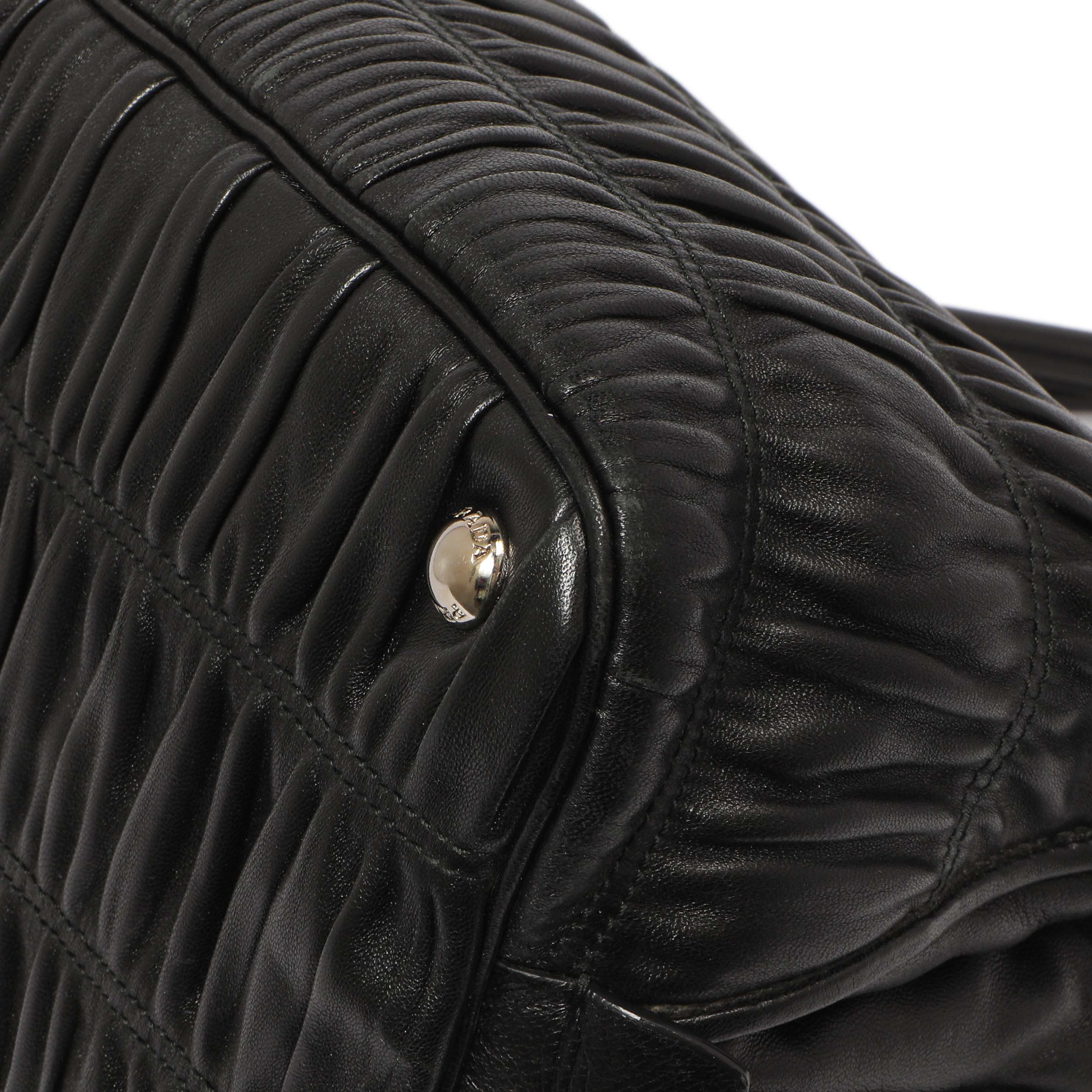 Prada Black Nappa Gaufre Double Handle Tote - Image 7