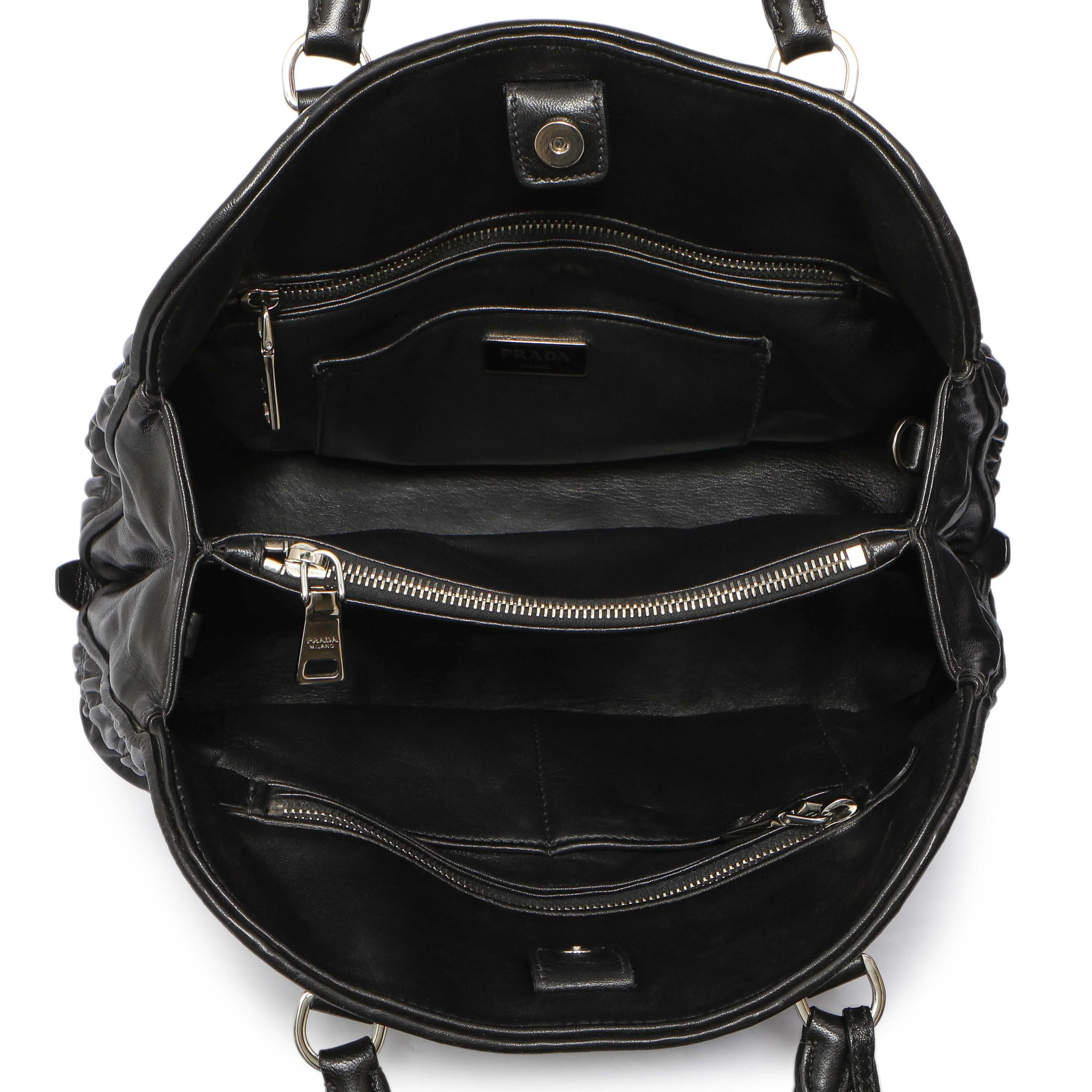 Prada Black Nappa Gaufre Double Handle Tote - Image 8