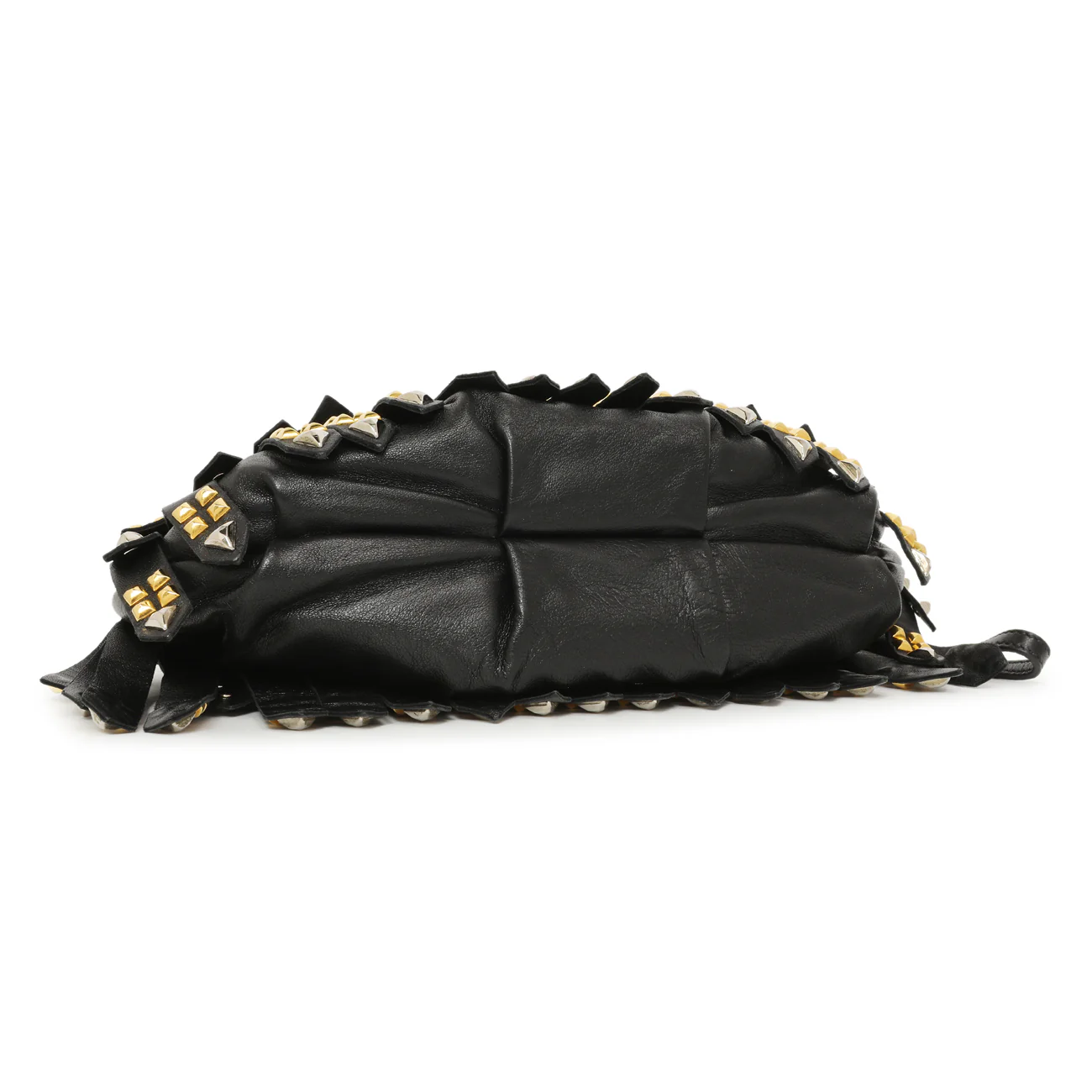 Prada Black Nappa Studded Fringe Wristlet Clutch - Image 3