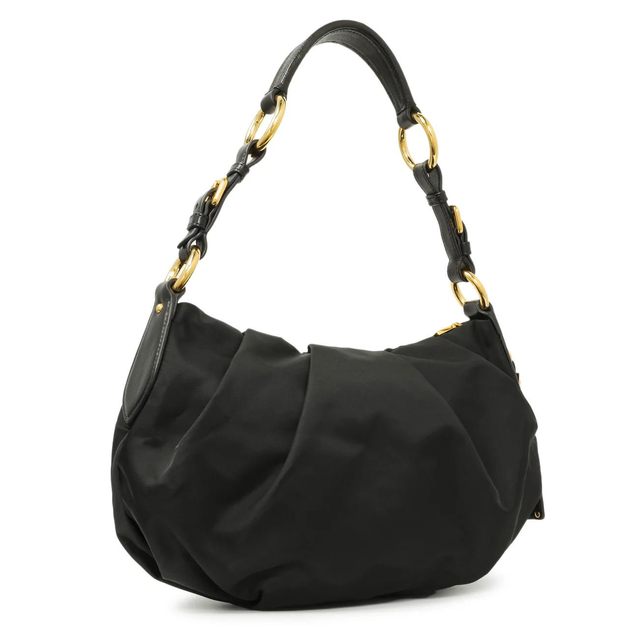 Prada Black Nylon Pleated Hobo - Image 2