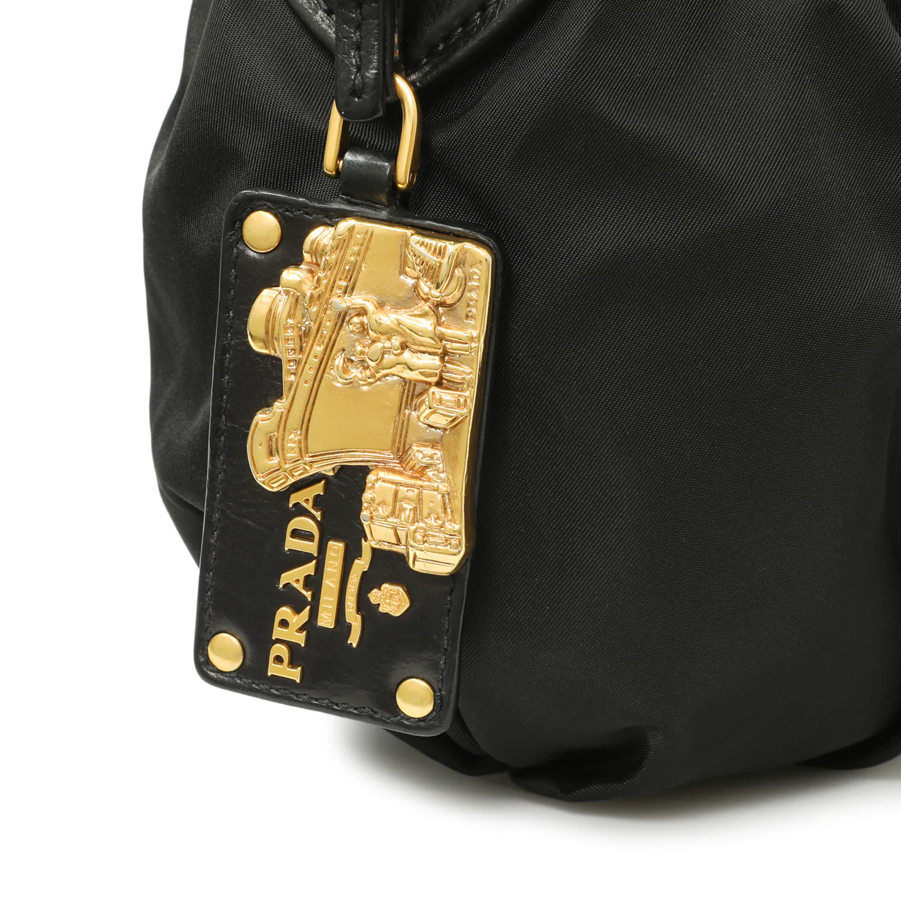 Prada Black Nylon Pleated Hobo - Image 6