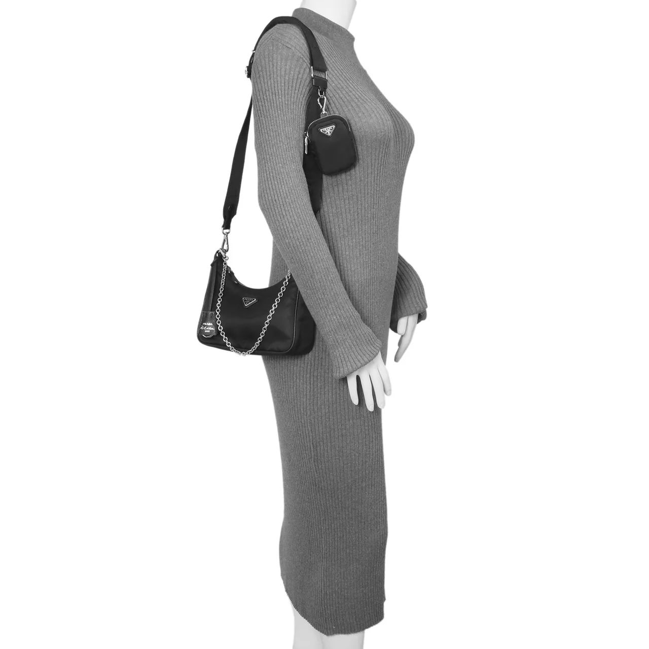 Prada Black Nylon Re-Edition 2005 Shoulder Bag - Image 13