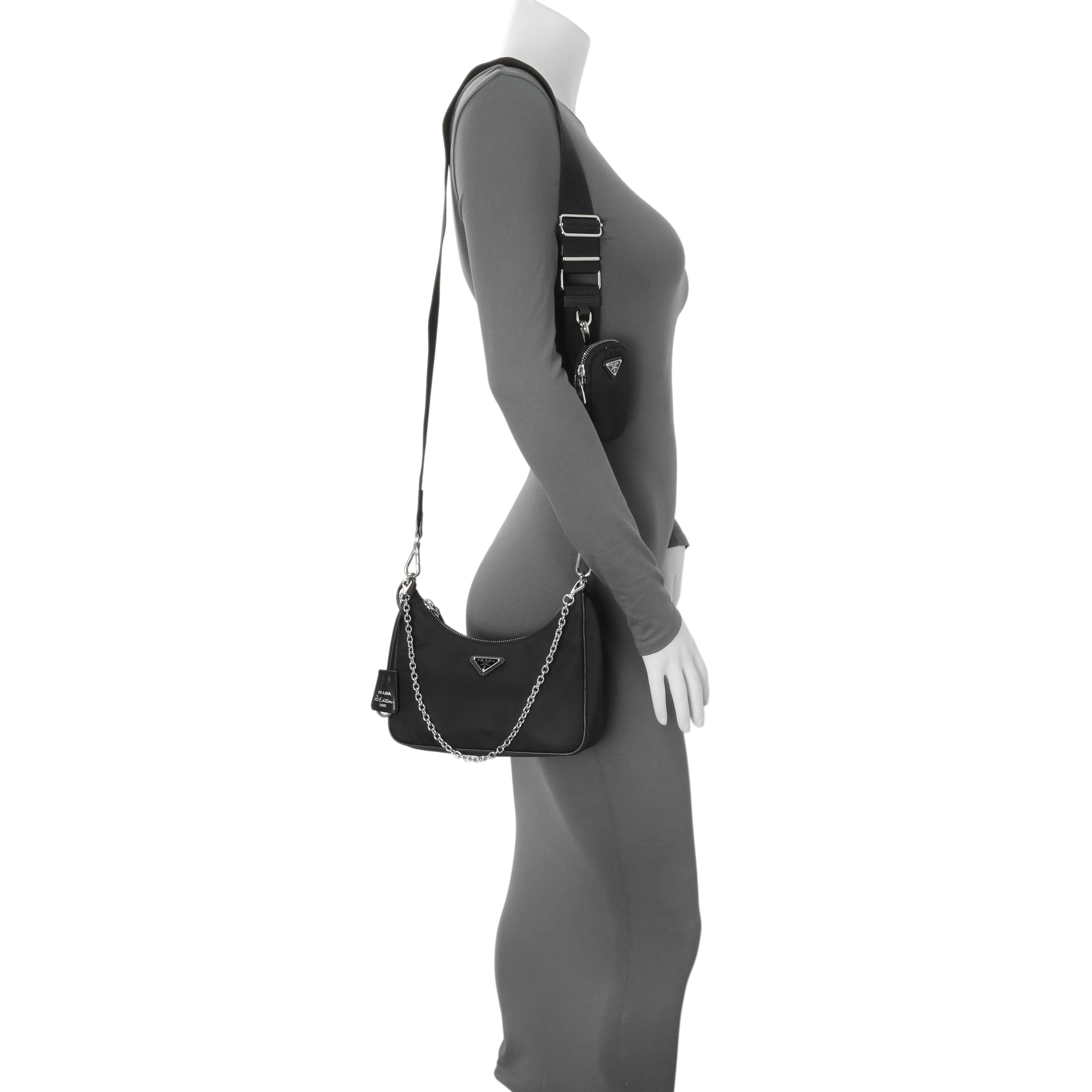 Prada Black Nylon Re-Edition 2005 Shoulder Bag - Image 11