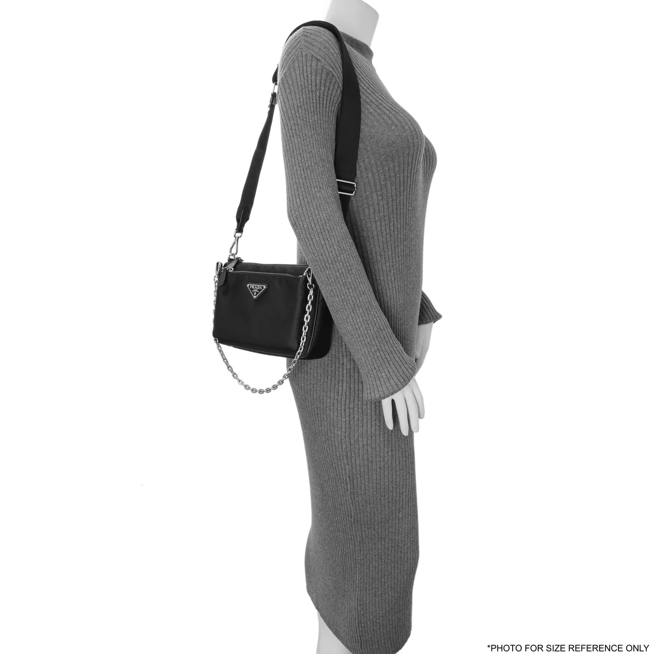 Prada Black Re-Nylon Saffiano Double Pouch Shoulder Bag - Image 12