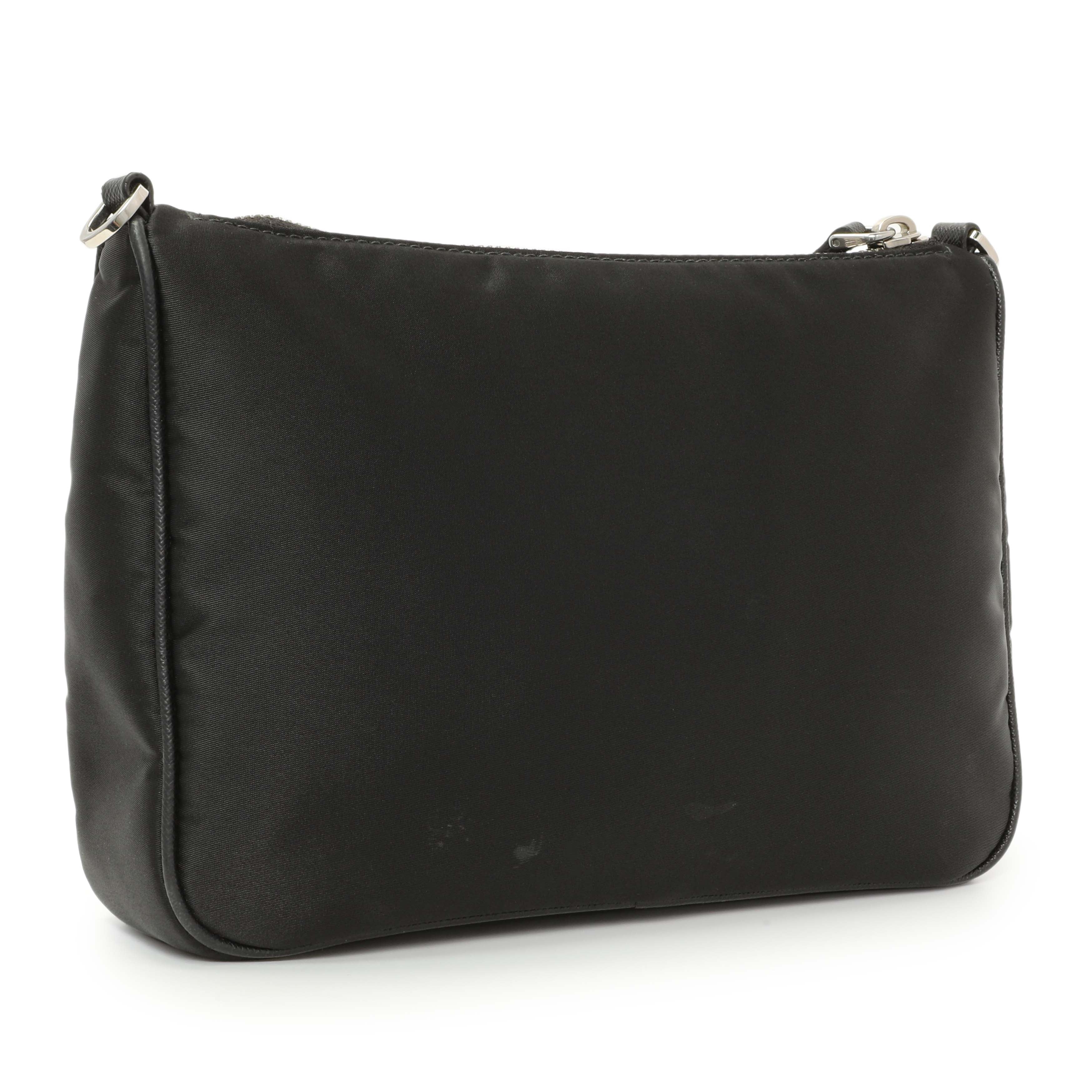 Prada Black Re-Nylon Saffiano Double Pouch Shoulder Bag - Image 2