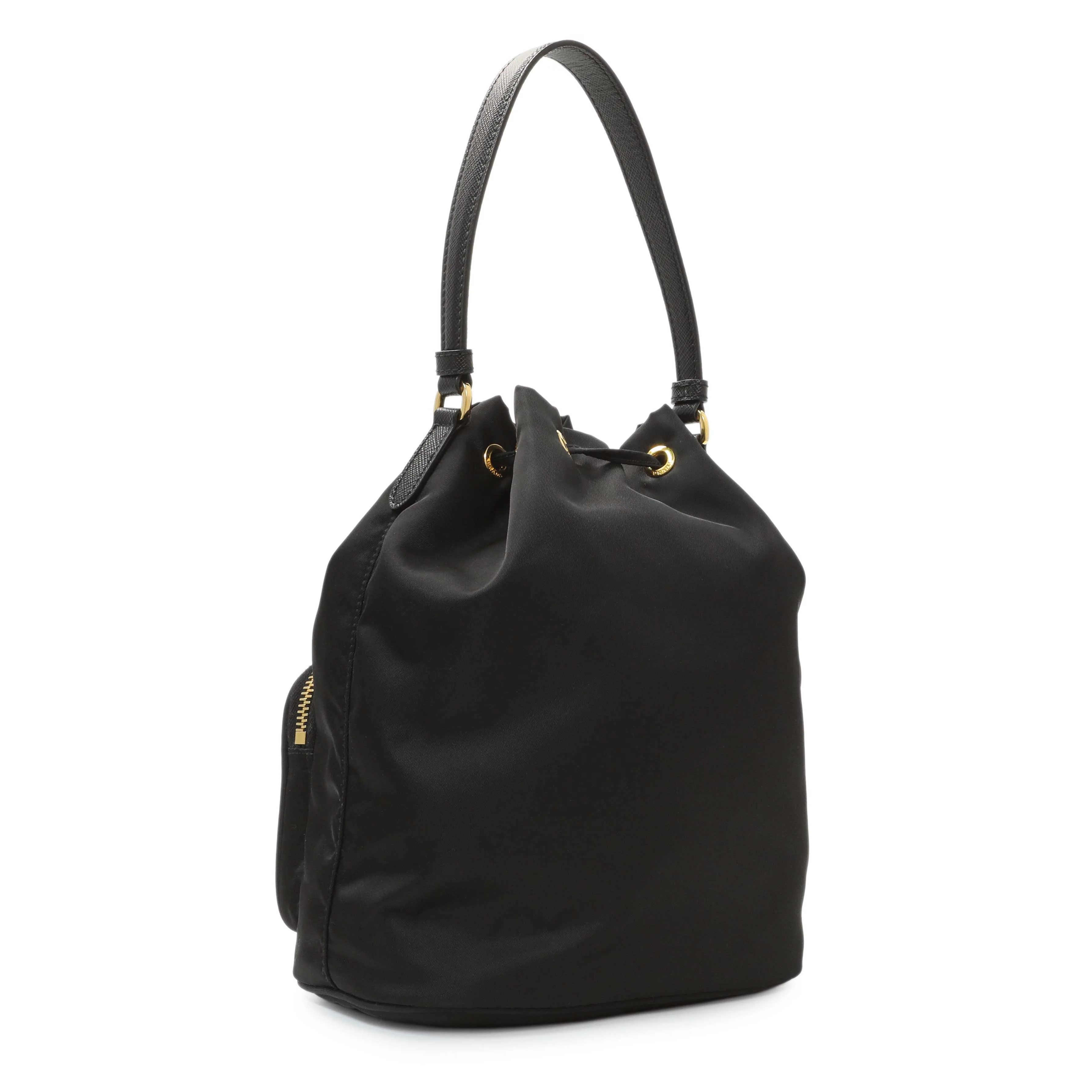 Prada Black Re-Nylon Saffiano Duet Bucket Crossbody Bag - Image 2