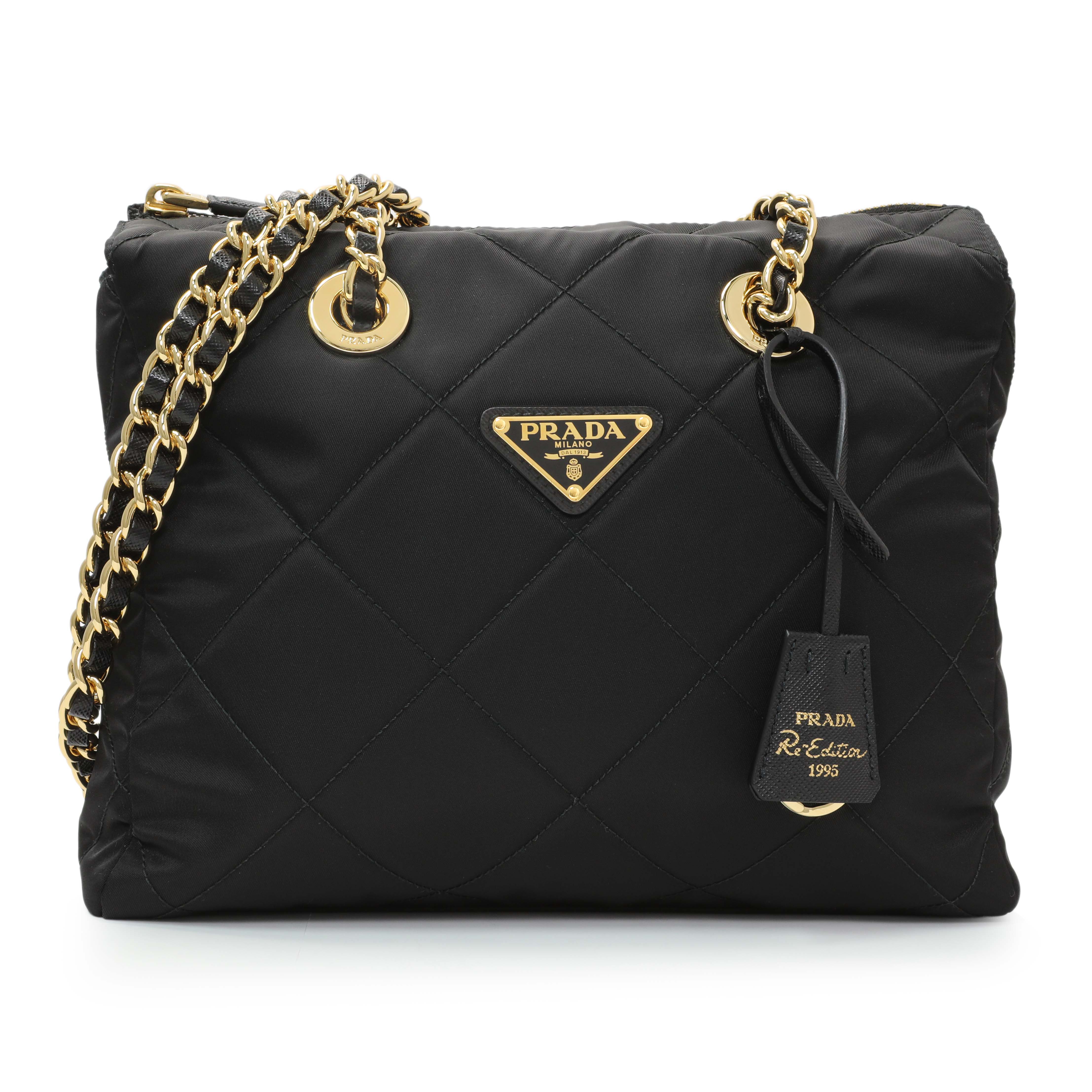 Prada Black Re-Nylon Saffiano Stitched Re-Edition 1995 Shoulder Bag