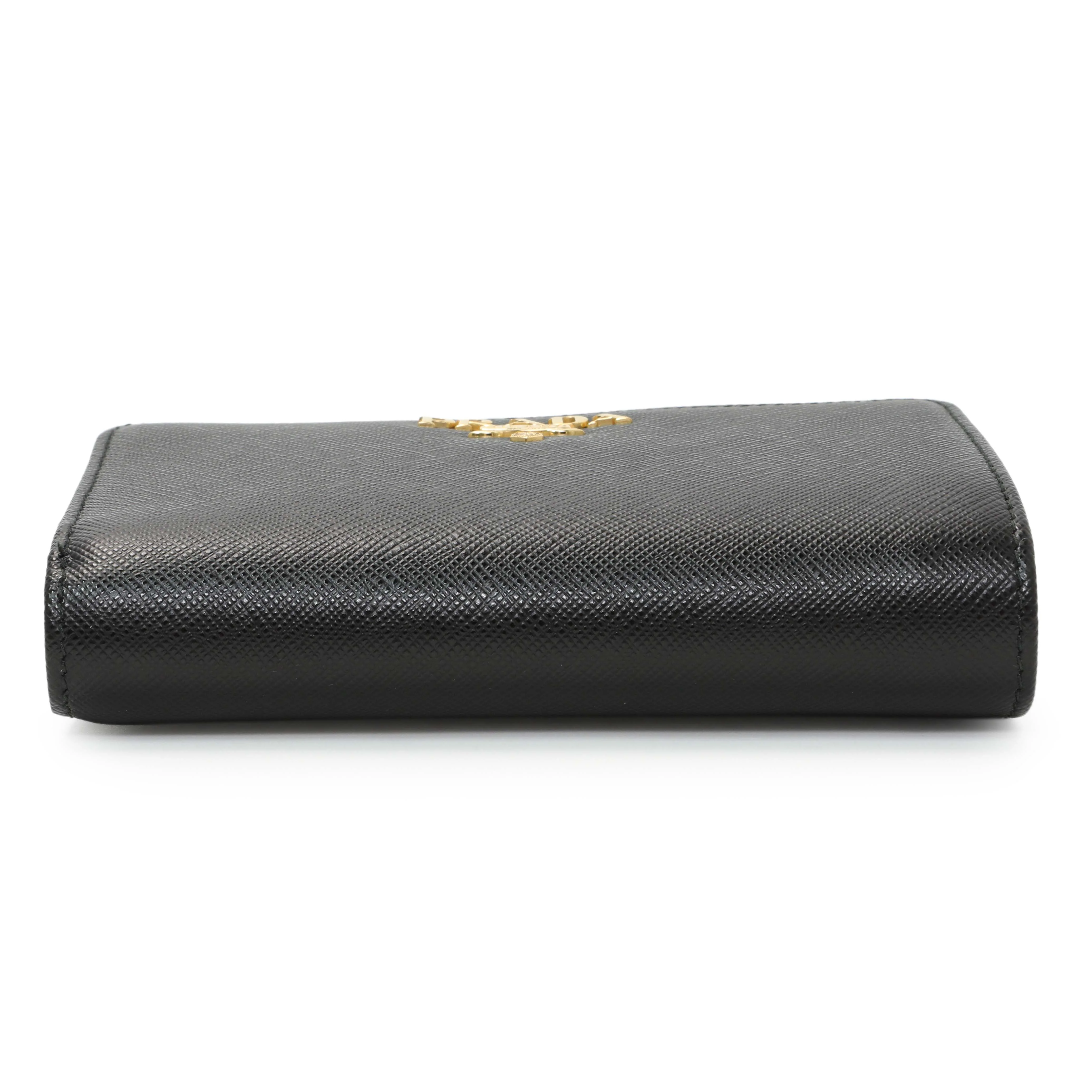 Prada Black Saffiano Compact Wallet - Image 3