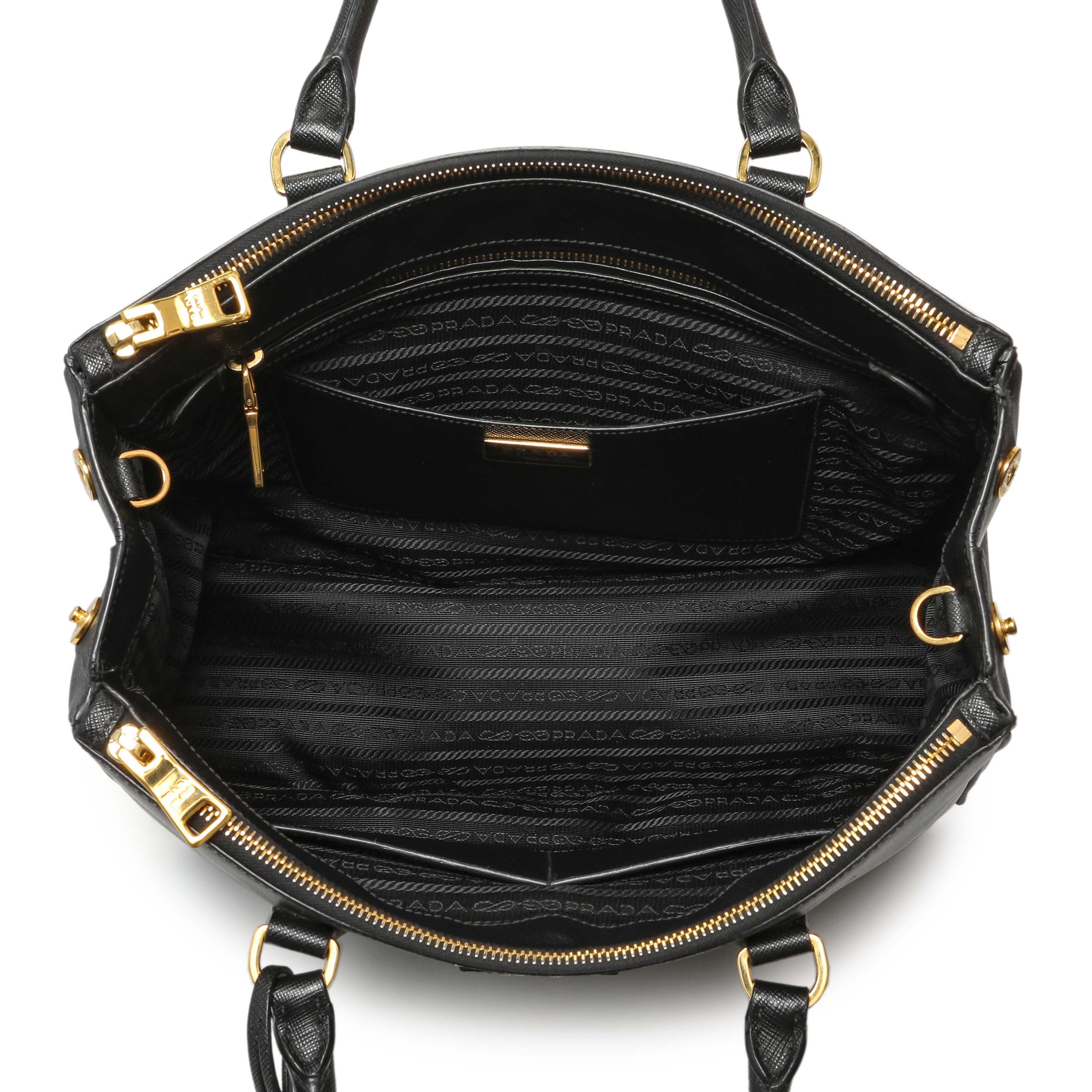 Prada Black Saffiano Medium Galleria Double Zip Tote - Image 8