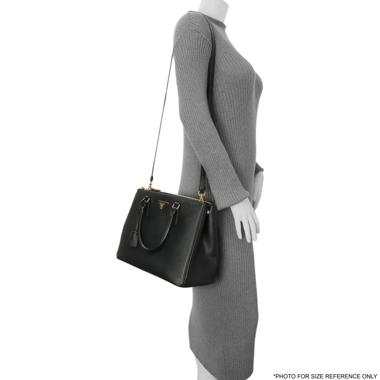 Prada Black Saffiano Medium Galleria Double Zip Tote - Image 7