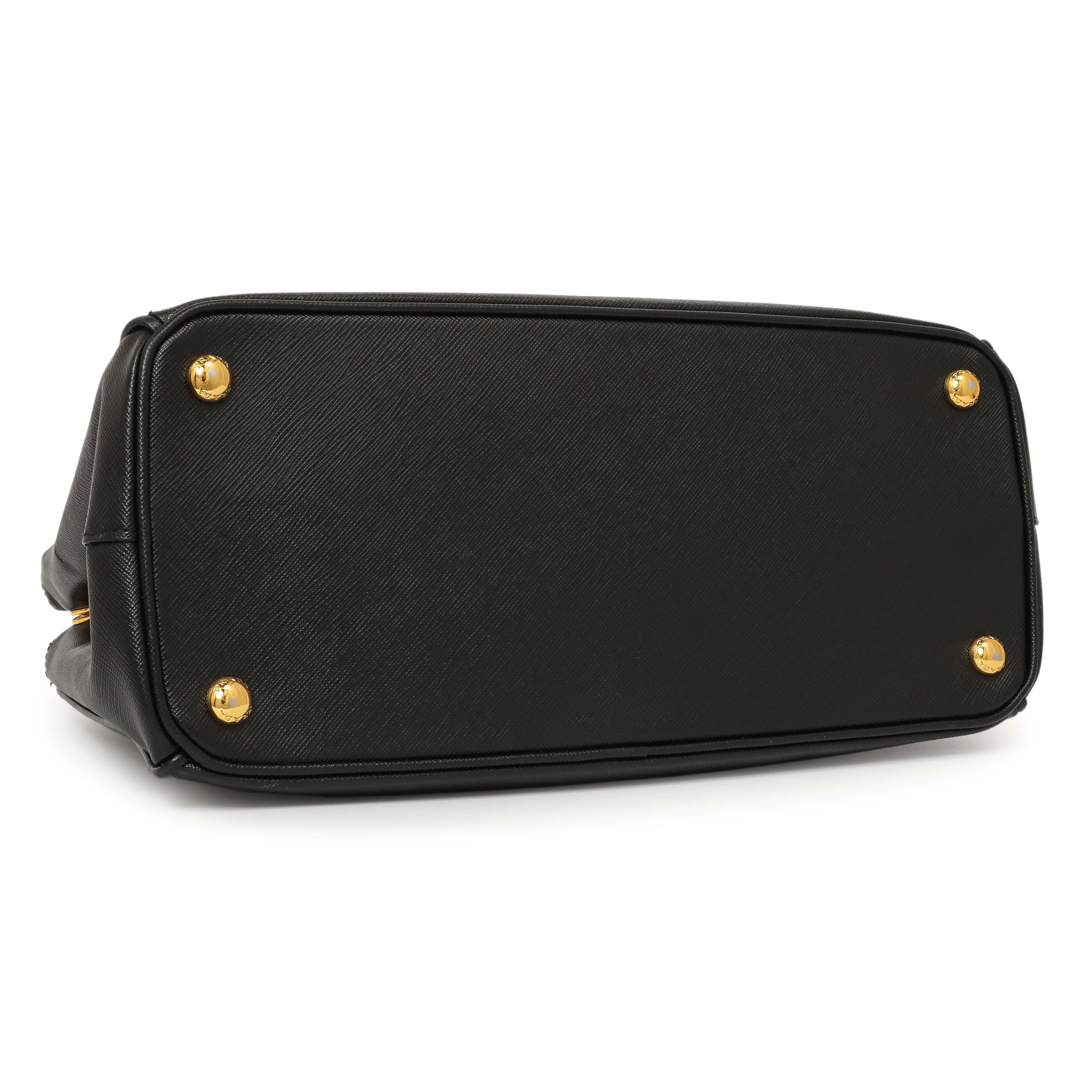 Prada Black Saffiano Small Galleria Double Zip Tote - Image 3