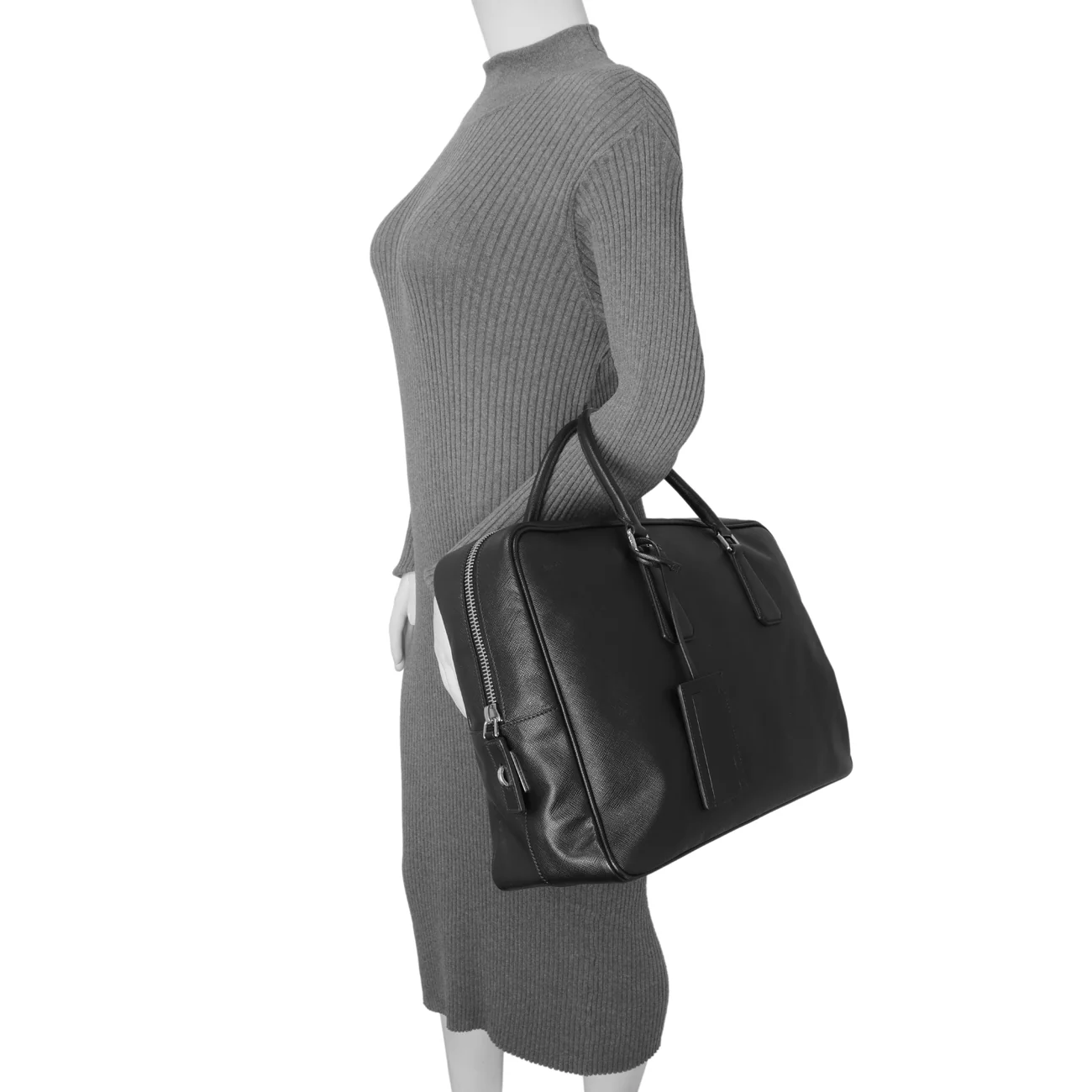 Prada Black Saffiano Travel Briefcase - Image 11