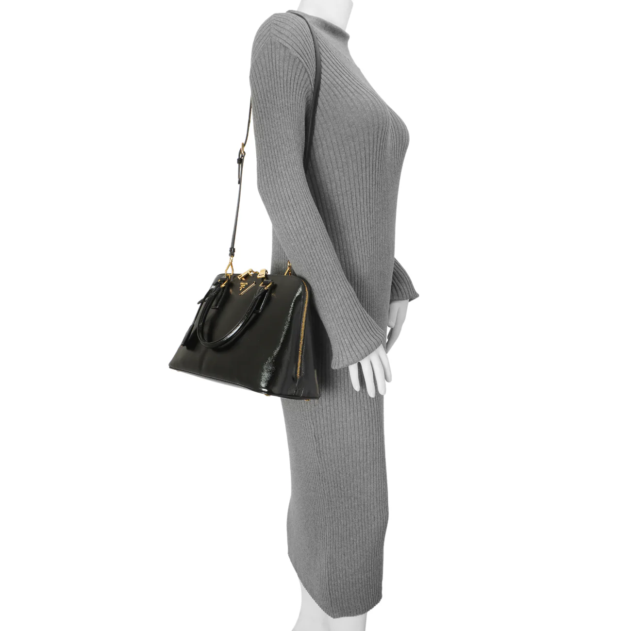 Prada Black Saffiano Vernice Promenade Tote - Image 10