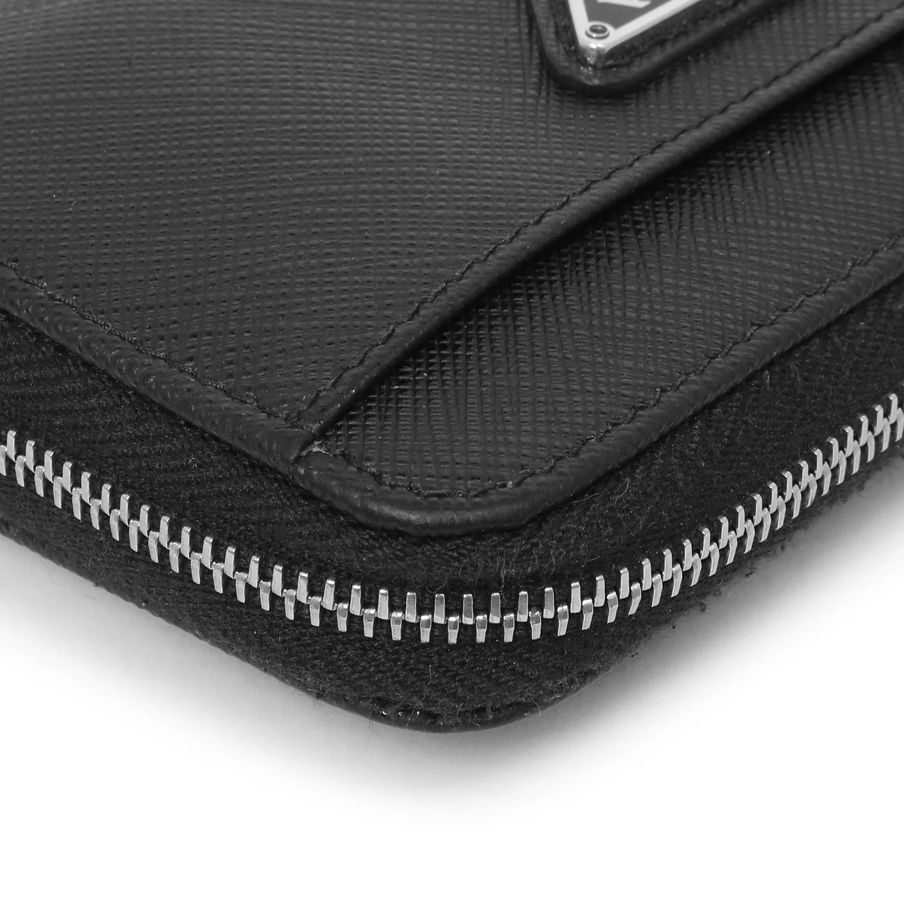 Prada Black Saffiano Zip Card Holder - Image 4