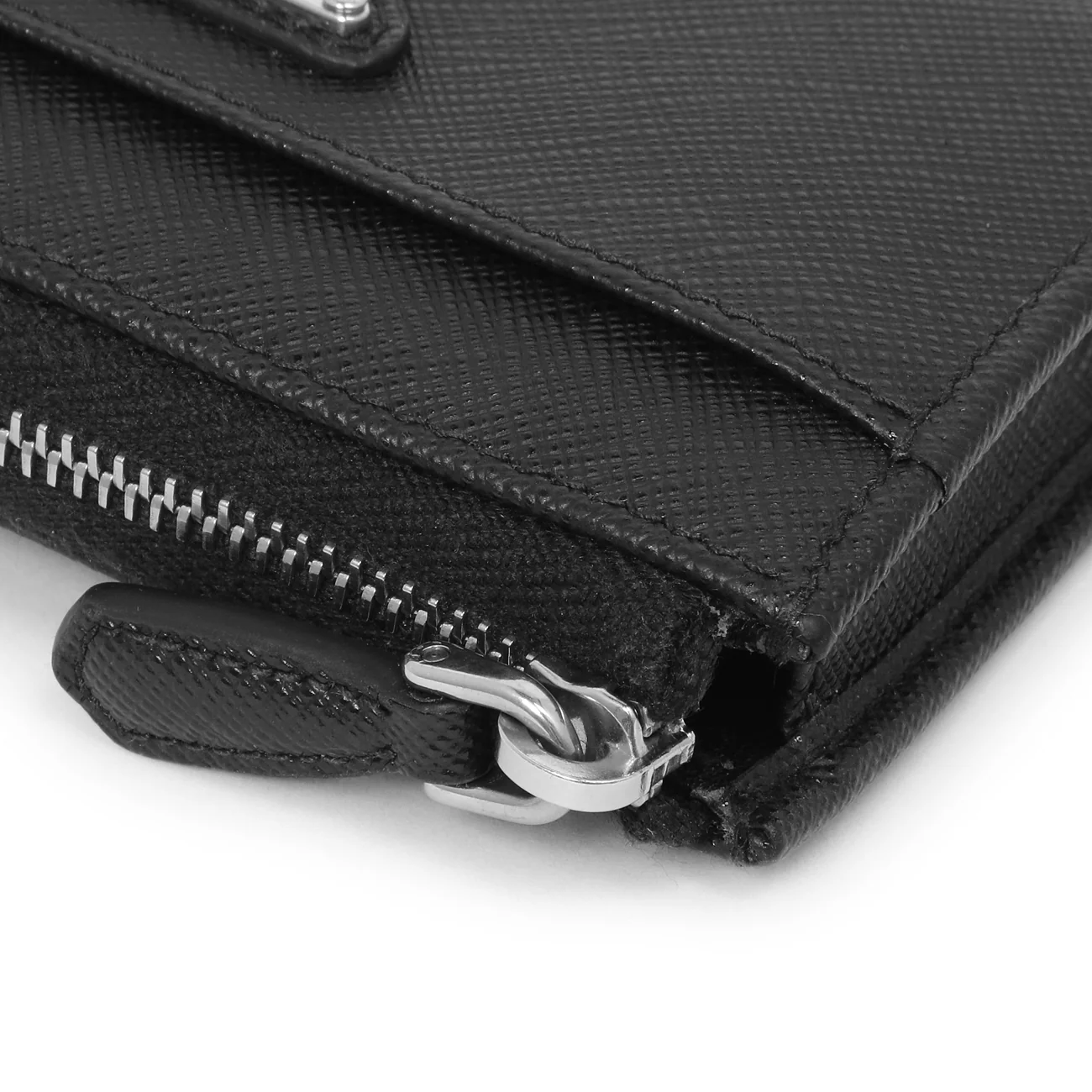 Prada Black Saffiano Zip Card Holder - Image 5