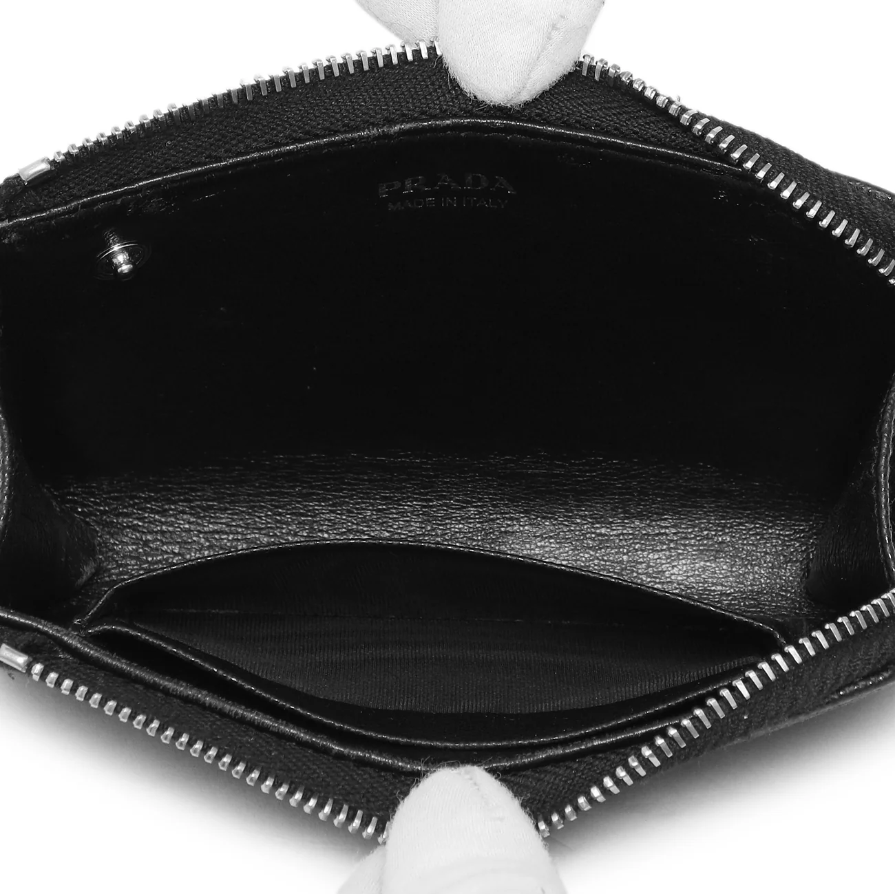 Prada Black Saffiano Zip Card Holder - Image 6