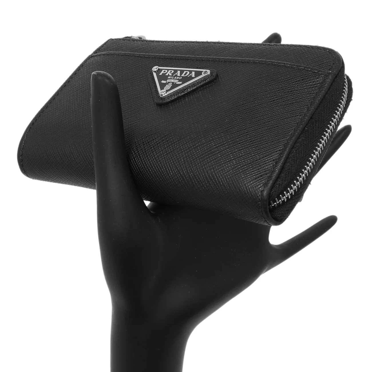 Prada Black Saffiano Zip Card Holder - Image 8