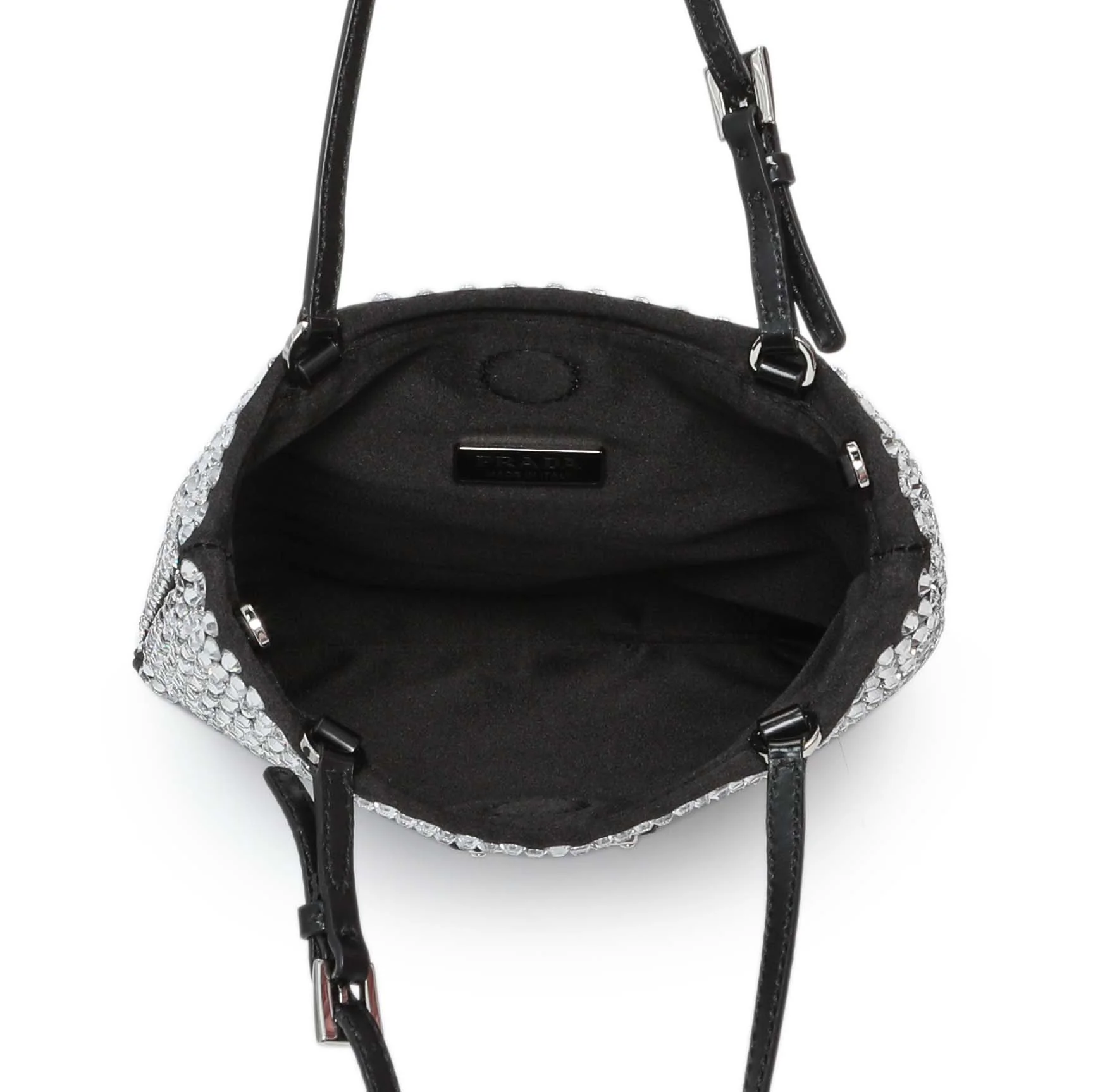 Prada Black Satin Crystal Embellished Mini Tote - Image 4