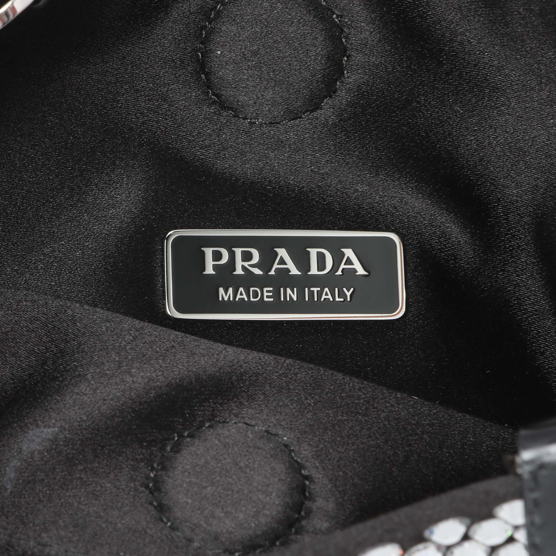 Prada Black Satin Crystal Embellished Mini Tote - Image 5