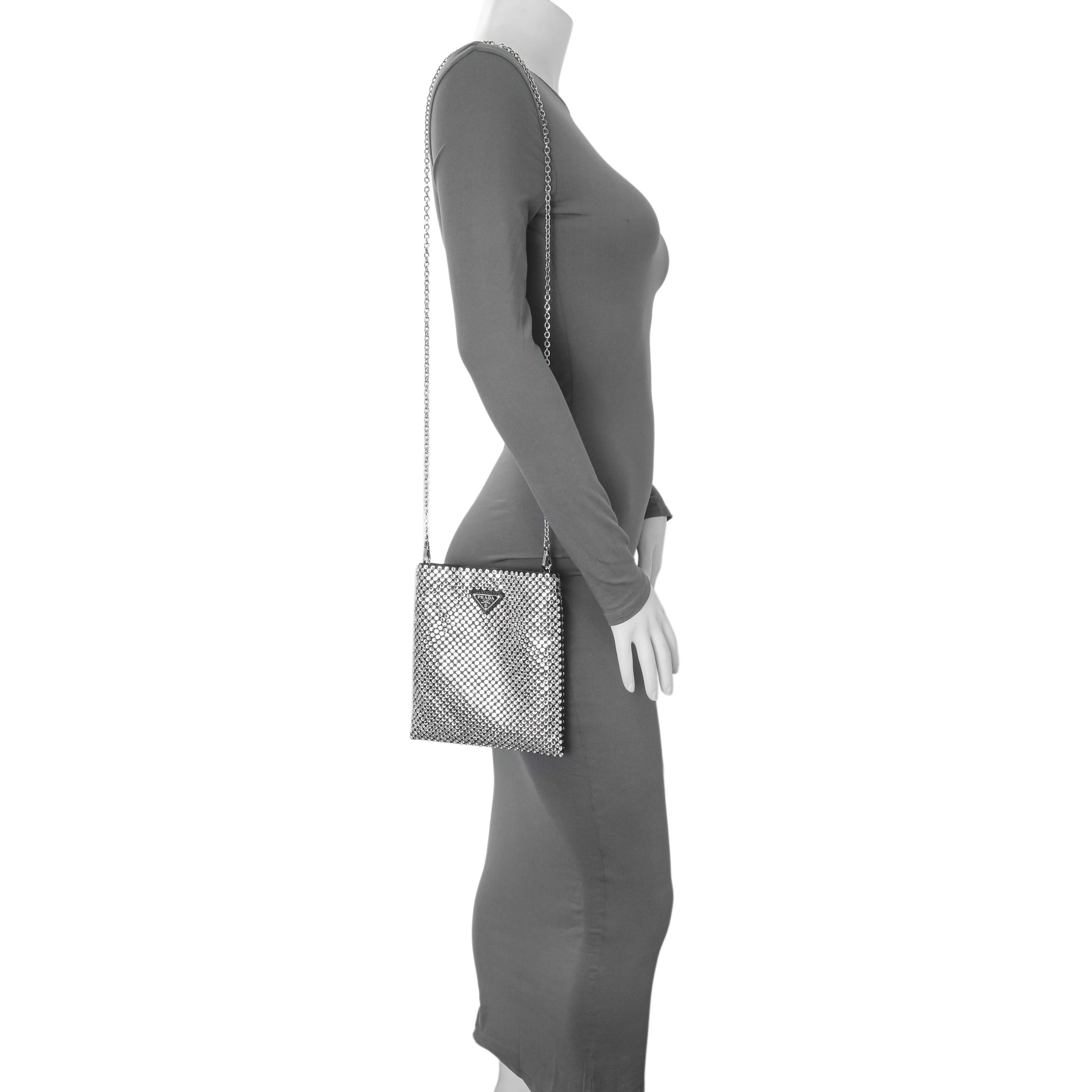 Prada Black Satin Crystal Embellished Mini Tote - Image 6