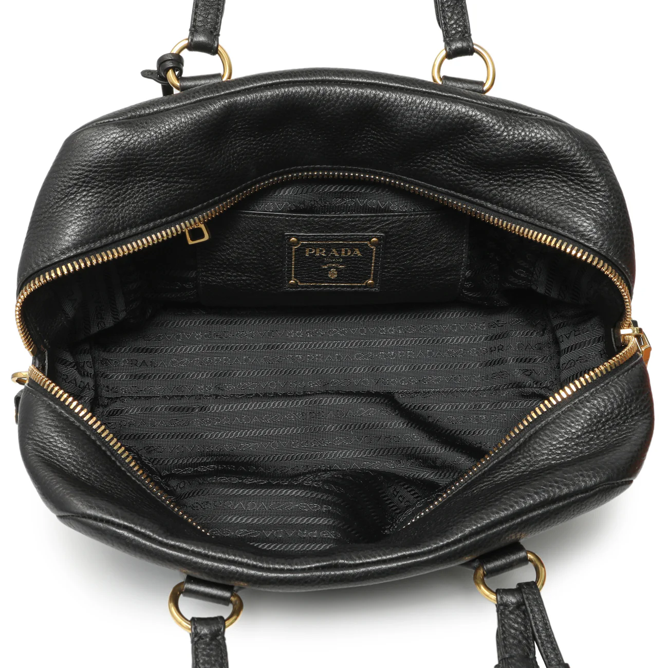 Prada Black Vitello Daino Bauletto - Image 4