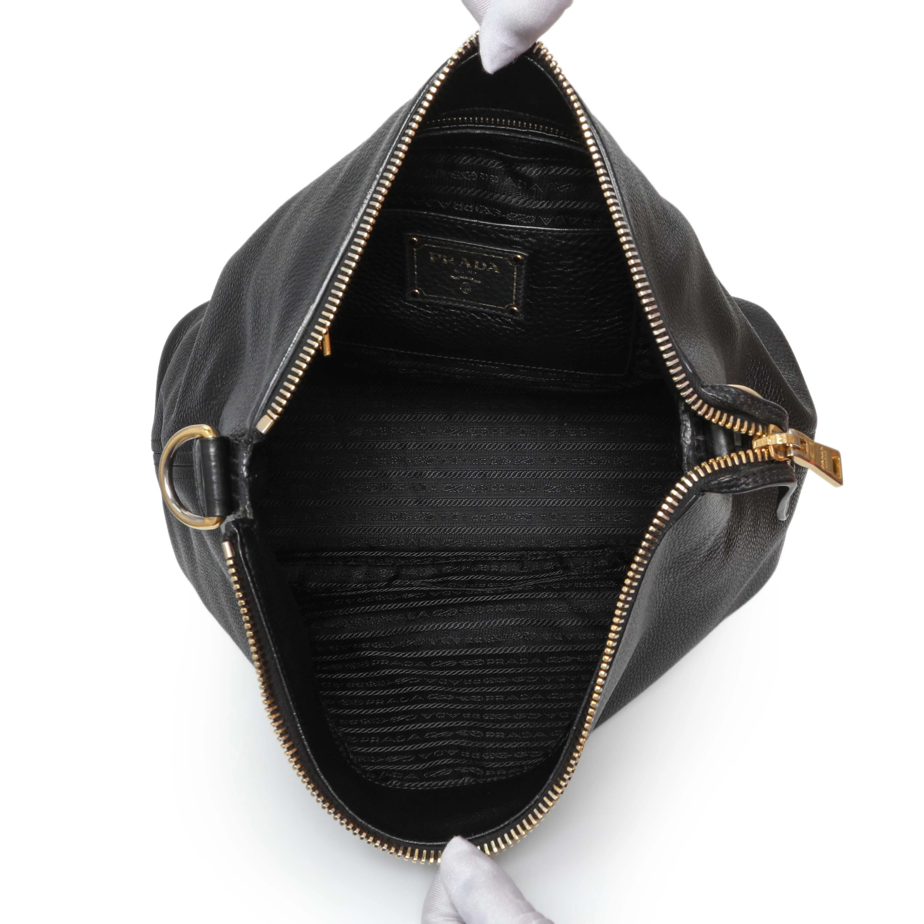 Prada Black Vitello Daino Hobo - Image 8