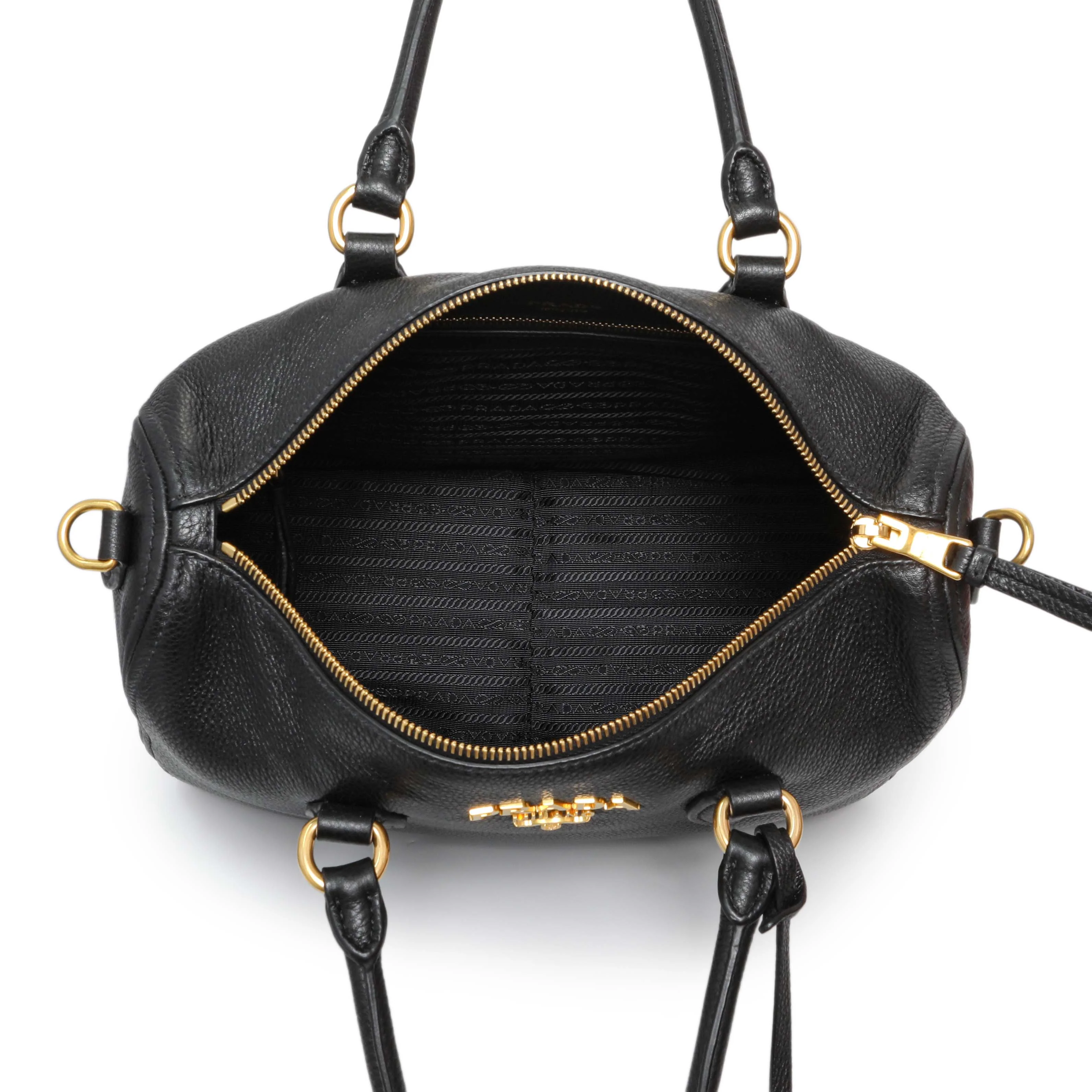 Prada Black Vitello Phenix Boston Bag - Image 4