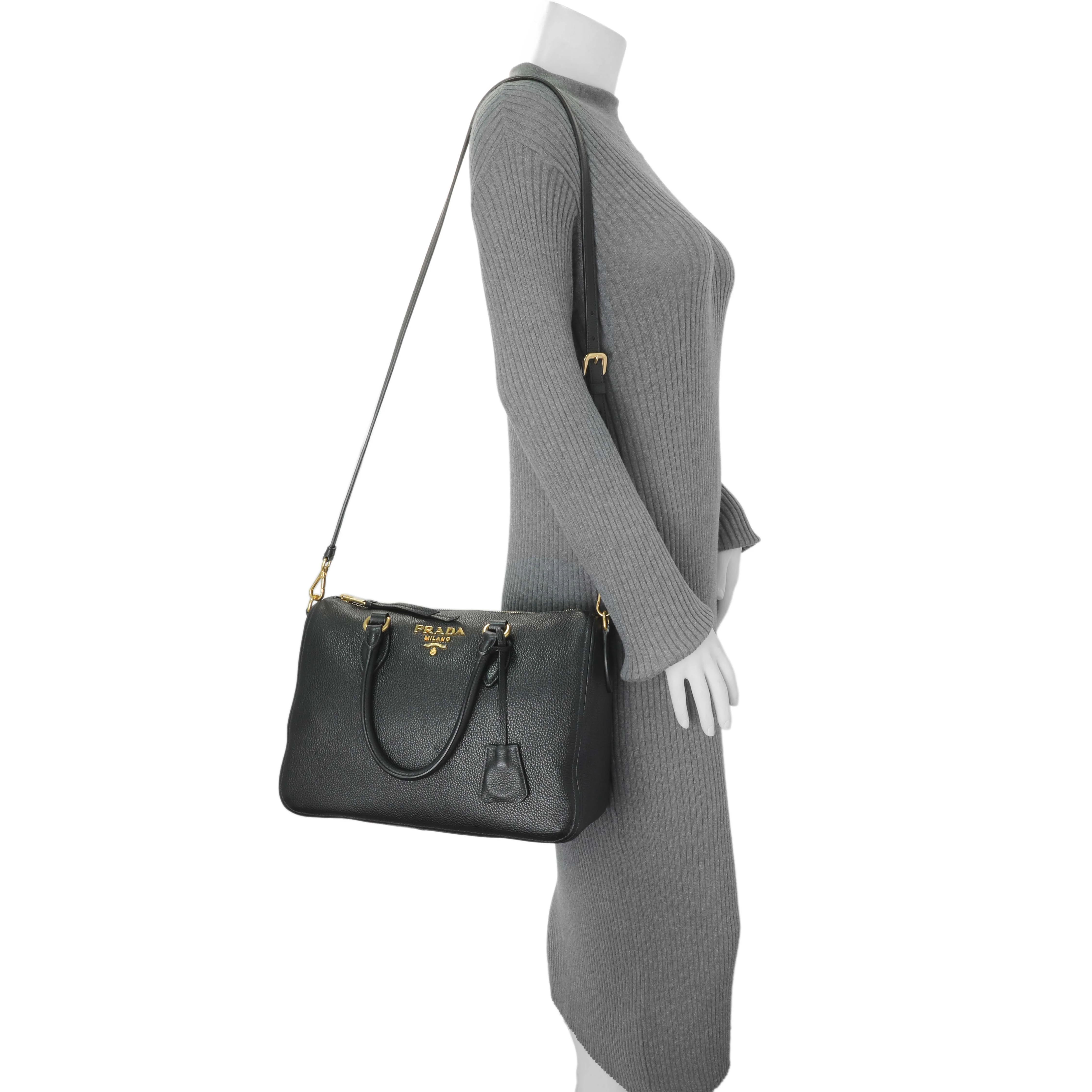 Prada Black Vitello Phenix Boston Bag - Image 6