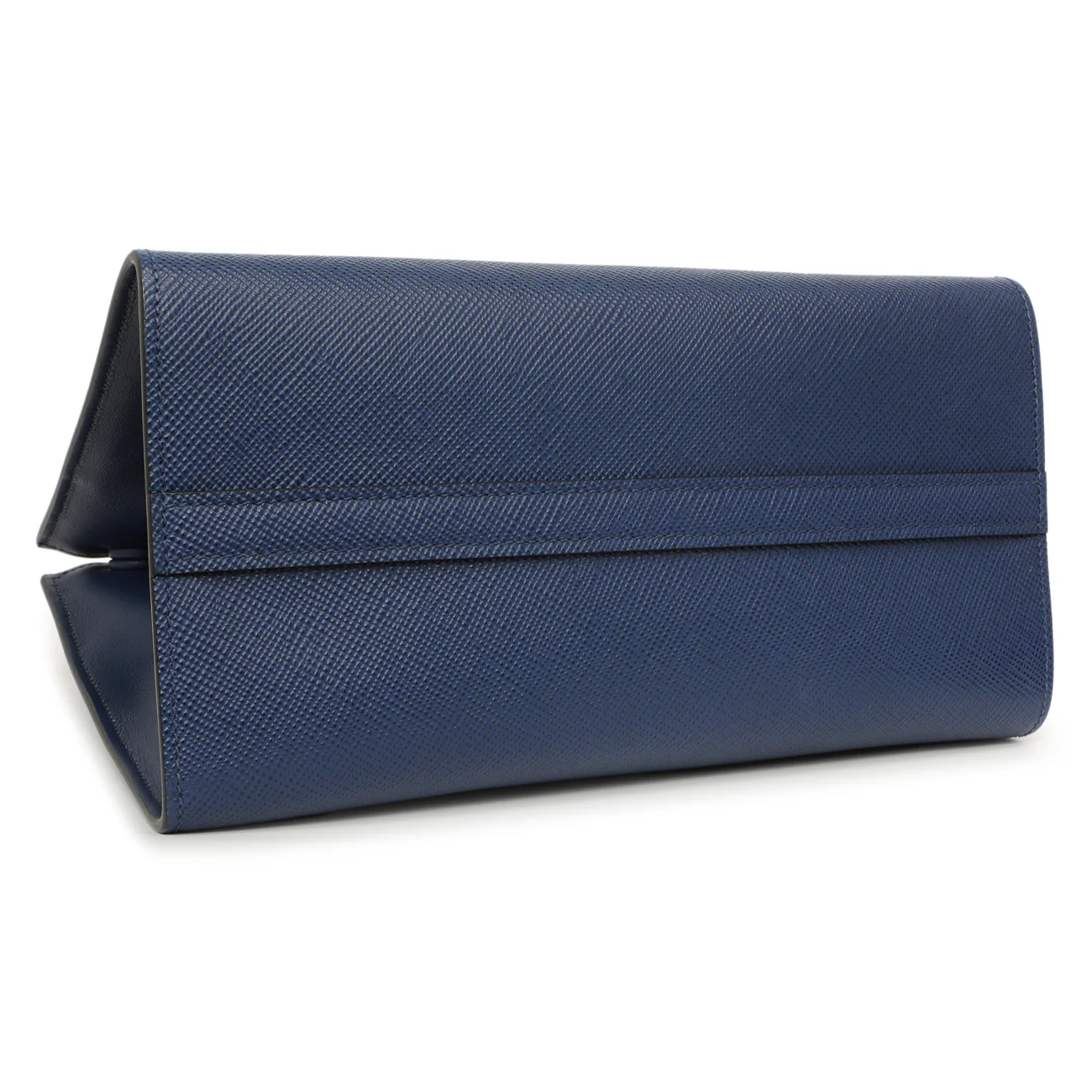 Prada Blue Saffiano Cuir Small Monochrome Top Handle Tote - Image 3