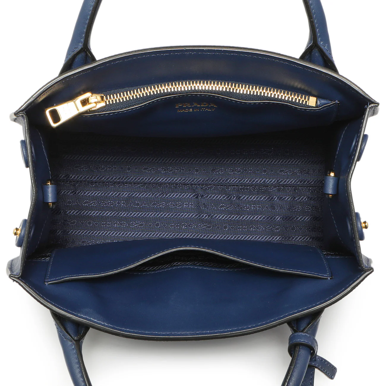 Prada Blue Saffiano Cuir Small Monochrome Top Handle Tote - Image 5
