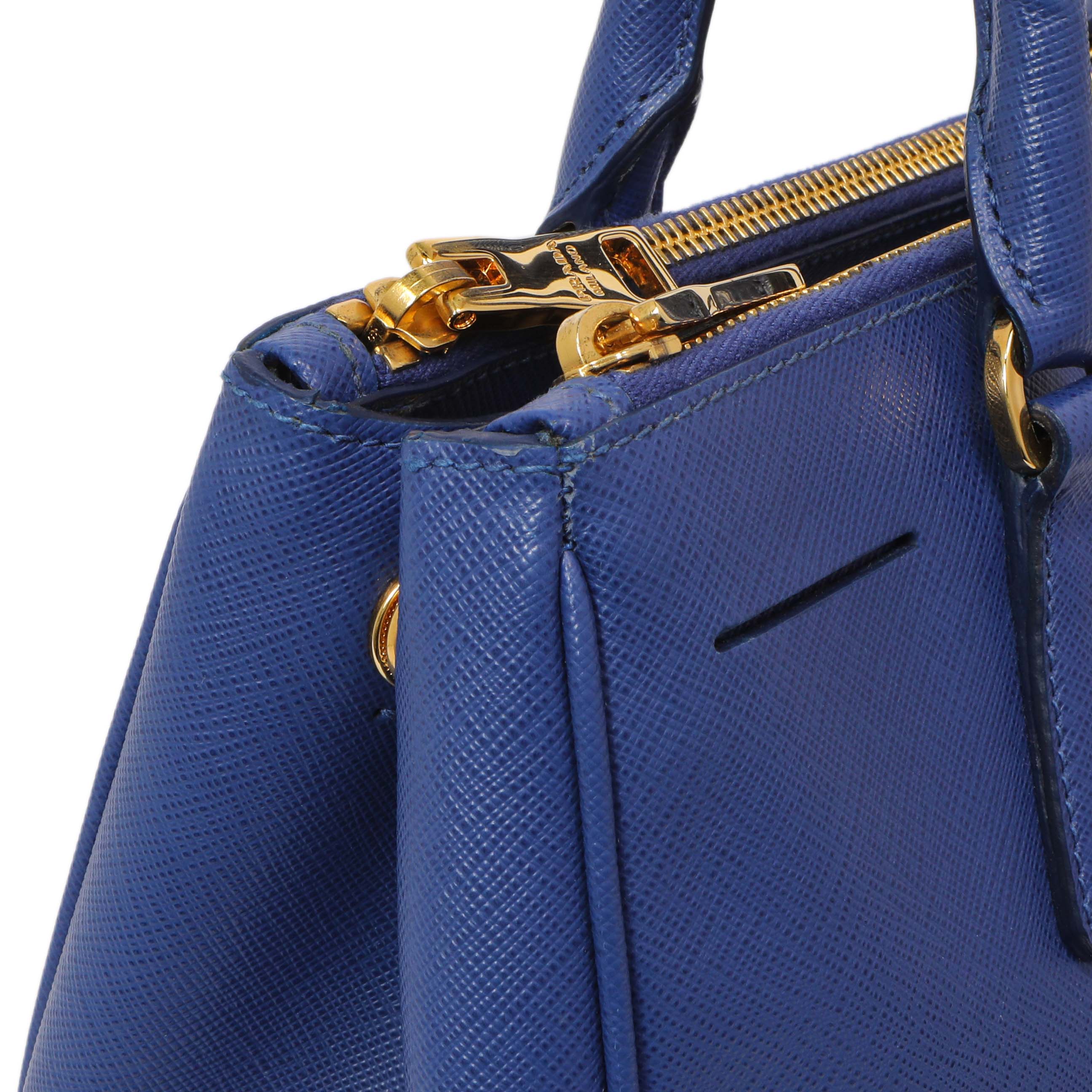 Prada Blue Saffiano Small Galleria Double Zip Tote - Image 10