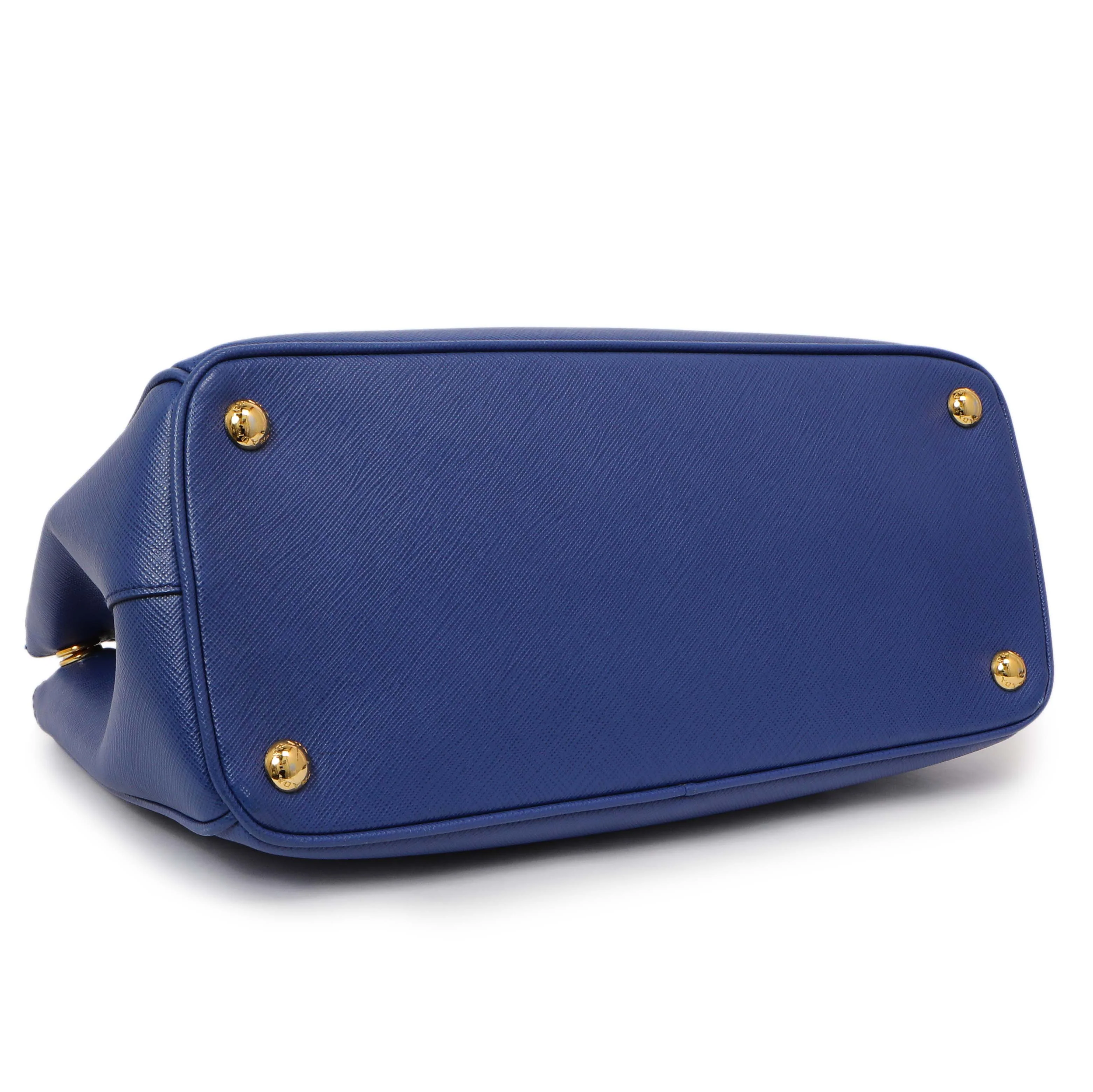 Prada Blue Saffiano Small Galleria Double Zip Tote - Image 3