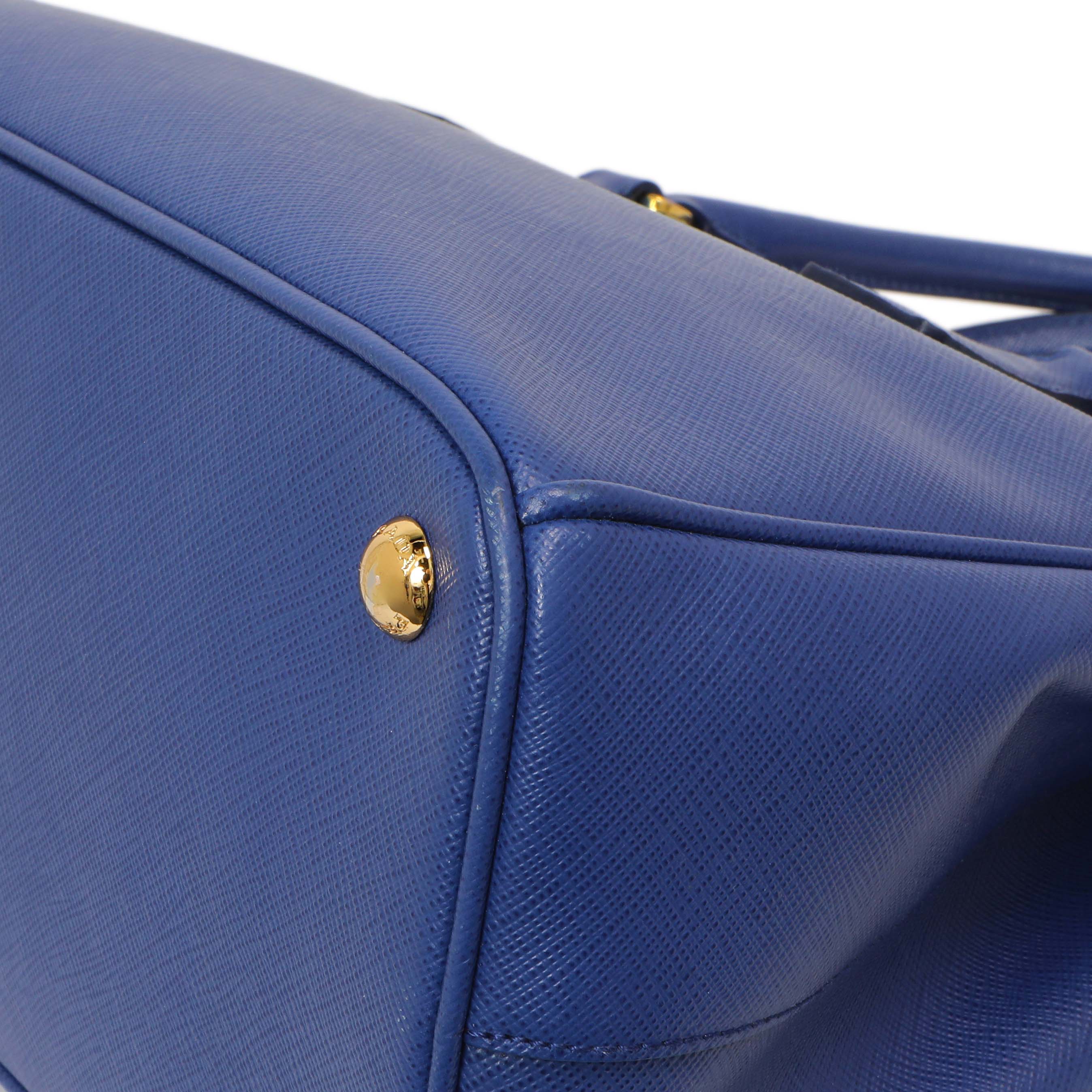 Prada Blue Saffiano Small Galleria Double Zip Tote - Image 5