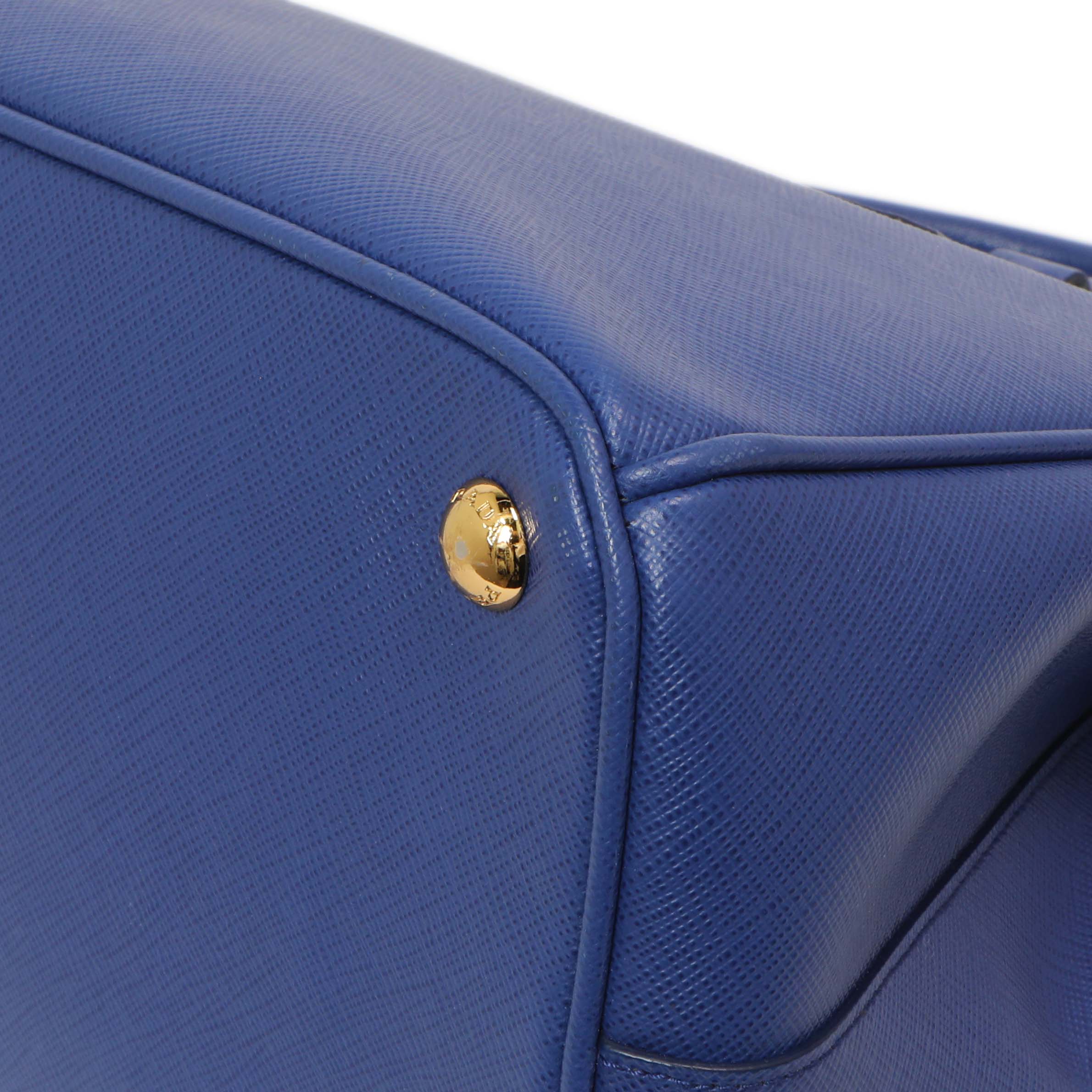 Prada Blue Saffiano Small Galleria Double Zip Tote - Image 7
