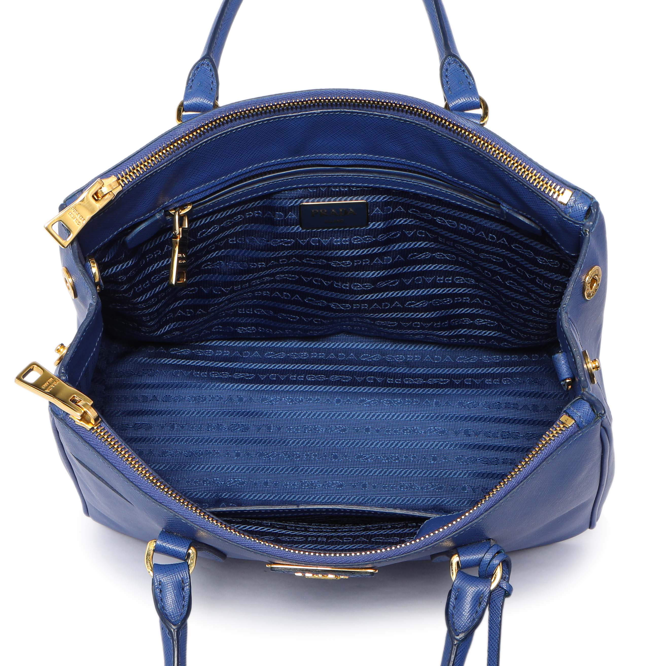 Prada Blue Saffiano Small Galleria Double Zip Tote - Image 8