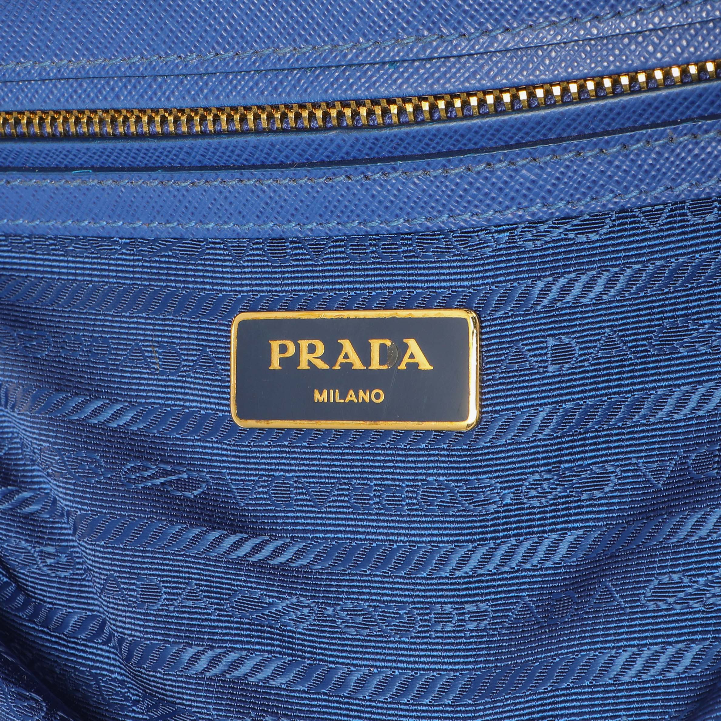 Prada Blue Saffiano Small Galleria Double Zip Tote - Image 9