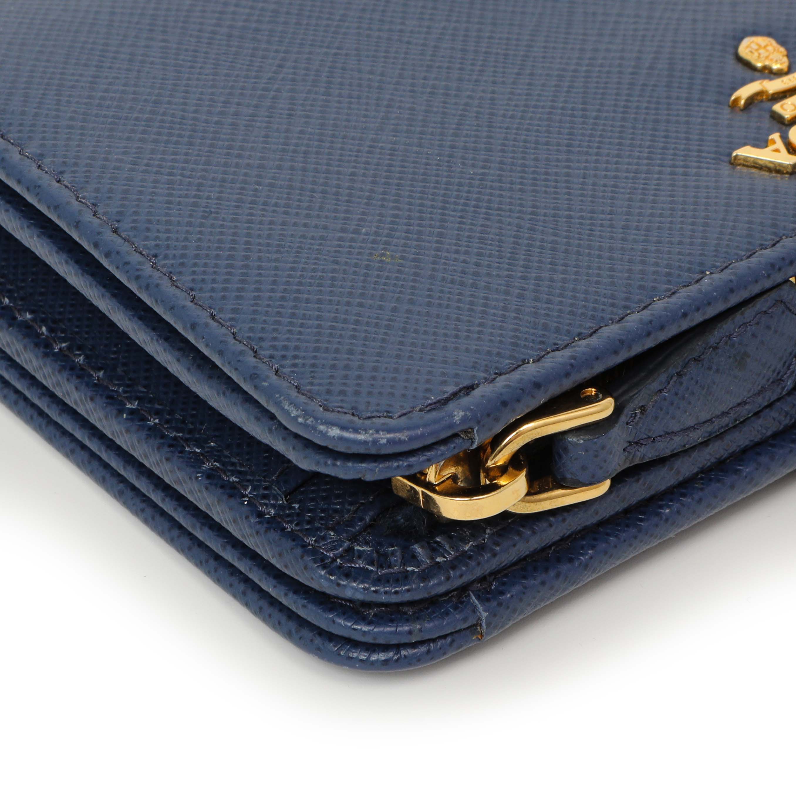 Prada Blue Saffiano Small Wallet - Image 8