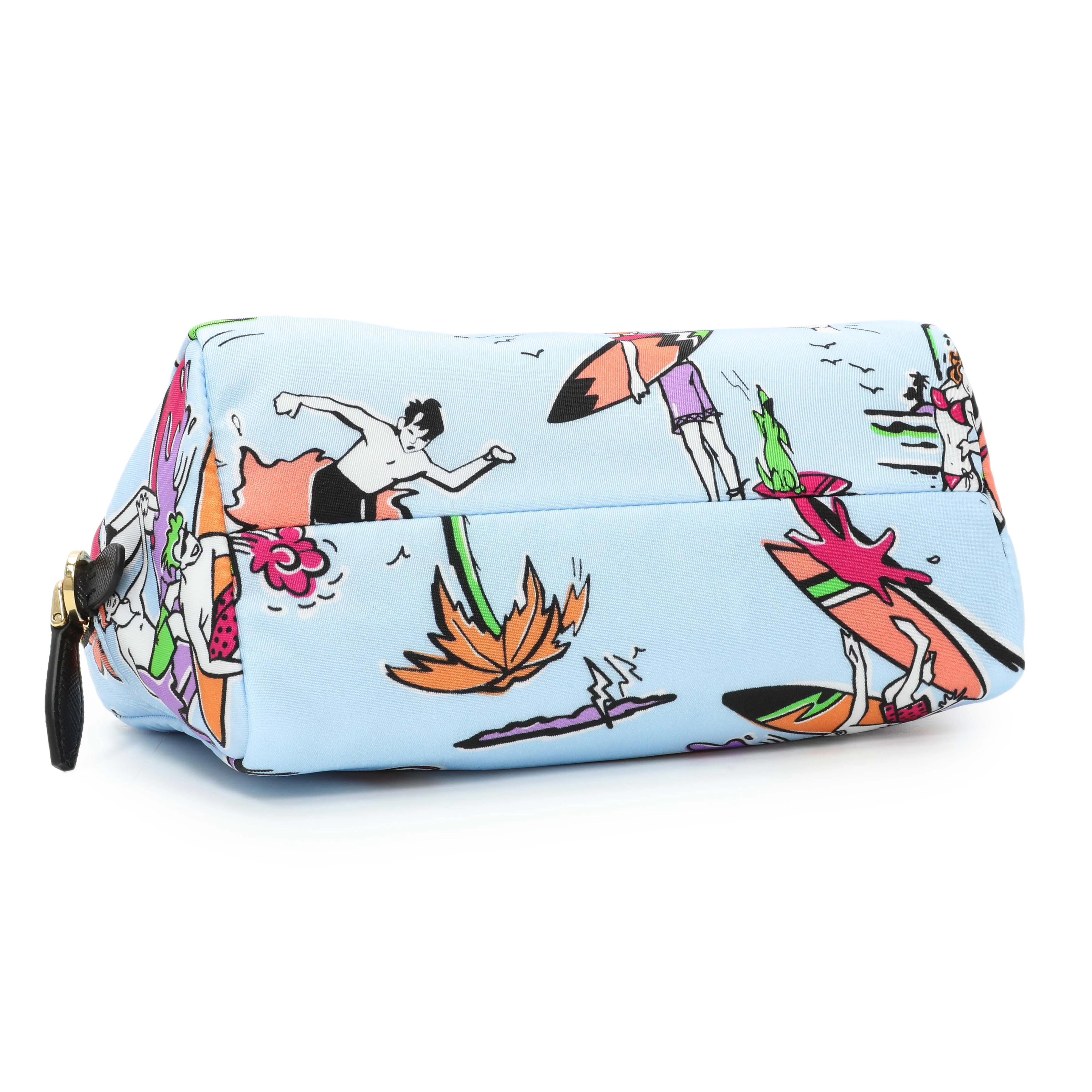 Prada Blue Tessuto Stampato Nylon Saffiano Surf Print Wrist Pouch - Image 3