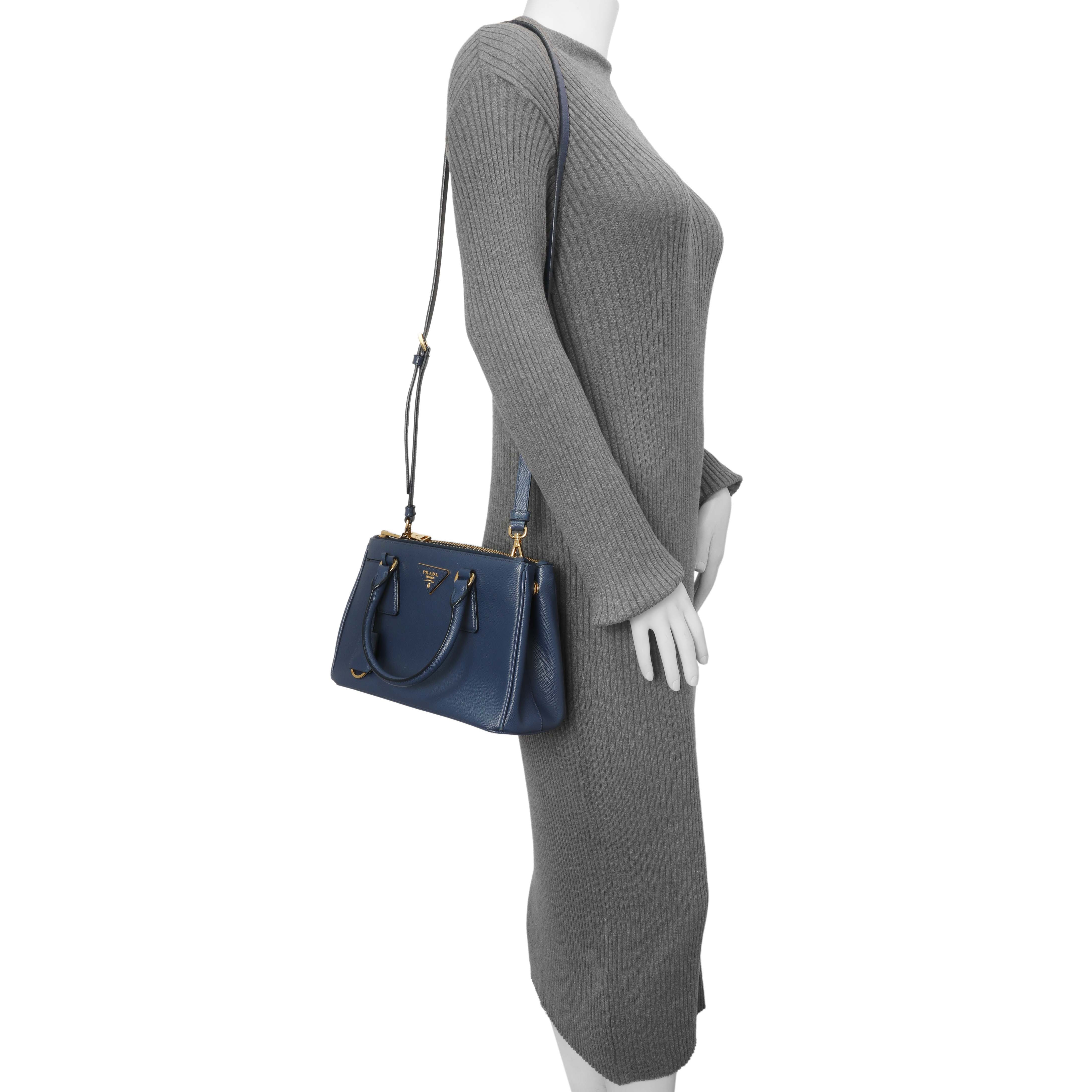 Prada Bluette Saffiano Small Galleria Double Zip Tote - Image 13