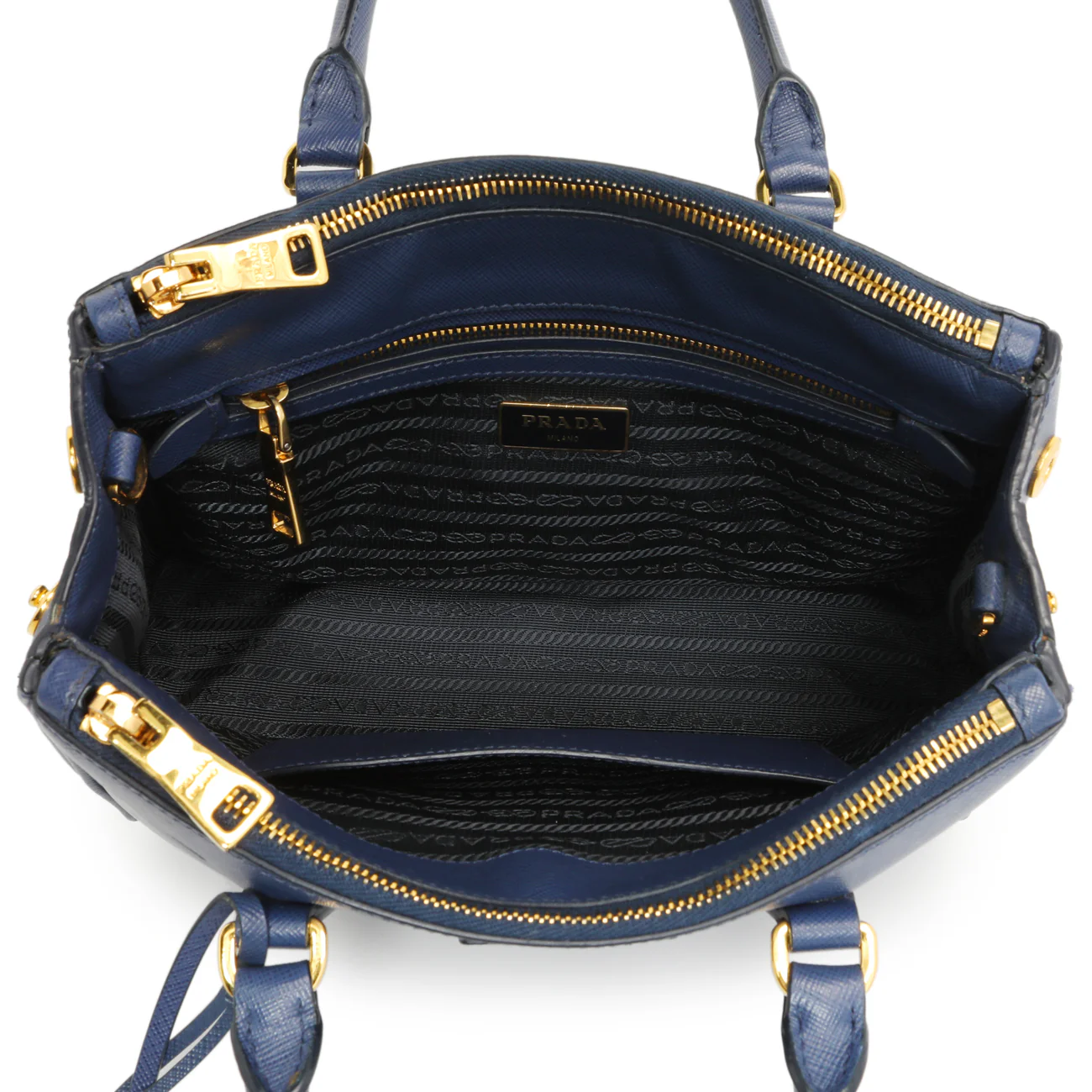 Prada Bluette Saffiano Small Galleria Double Zip Tote - Image 8