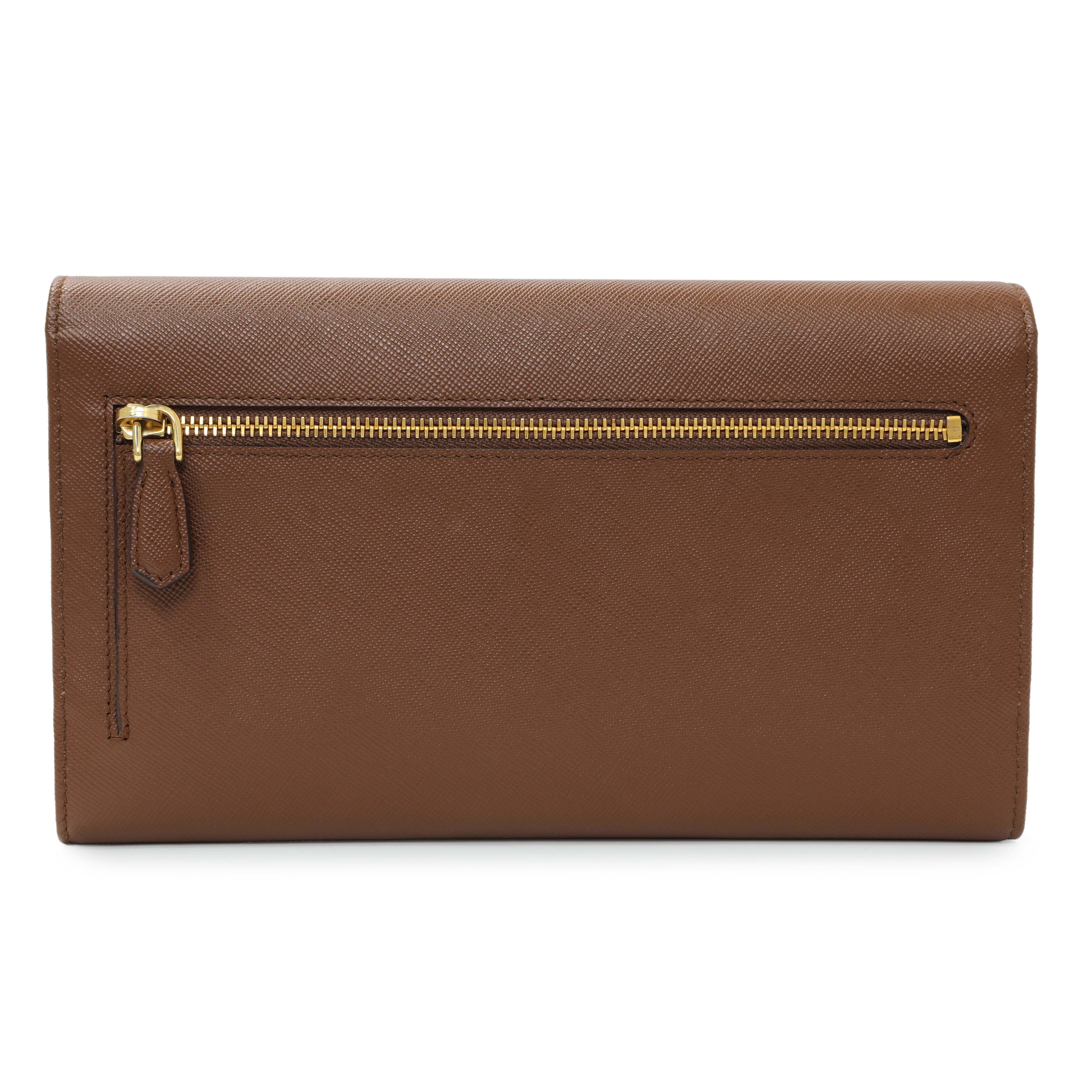 Prada Brown Saffiano Continental Flap Wallet - Image 2